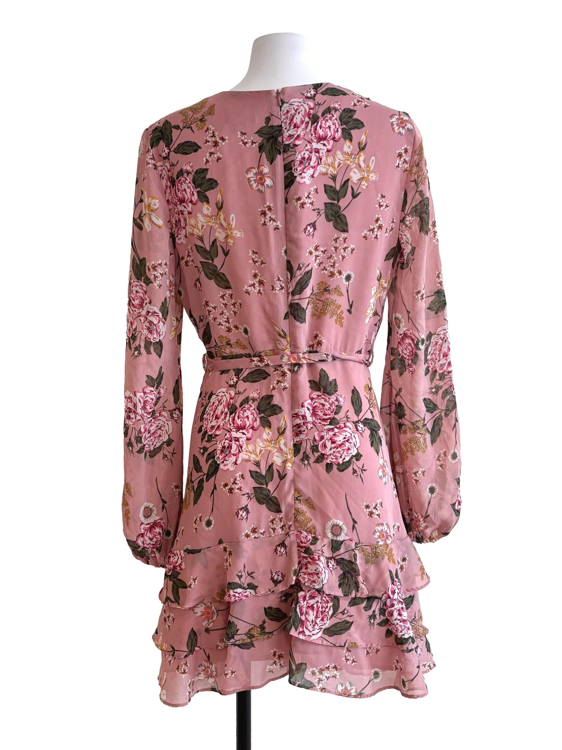 Strawberry Pink Floral Ruffle Dress - Image 2