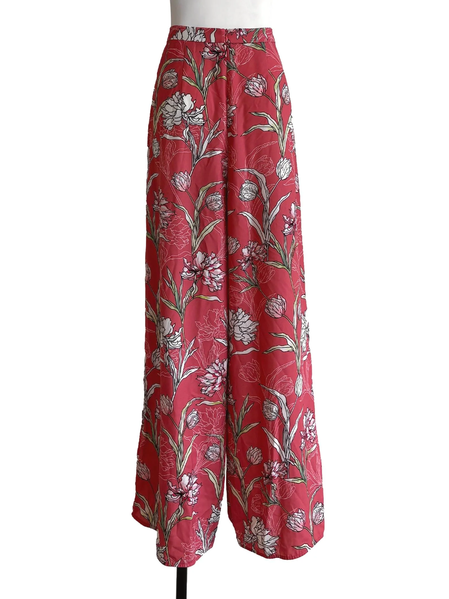 Strawberry Pink Patterned Wide Pants - Image 2