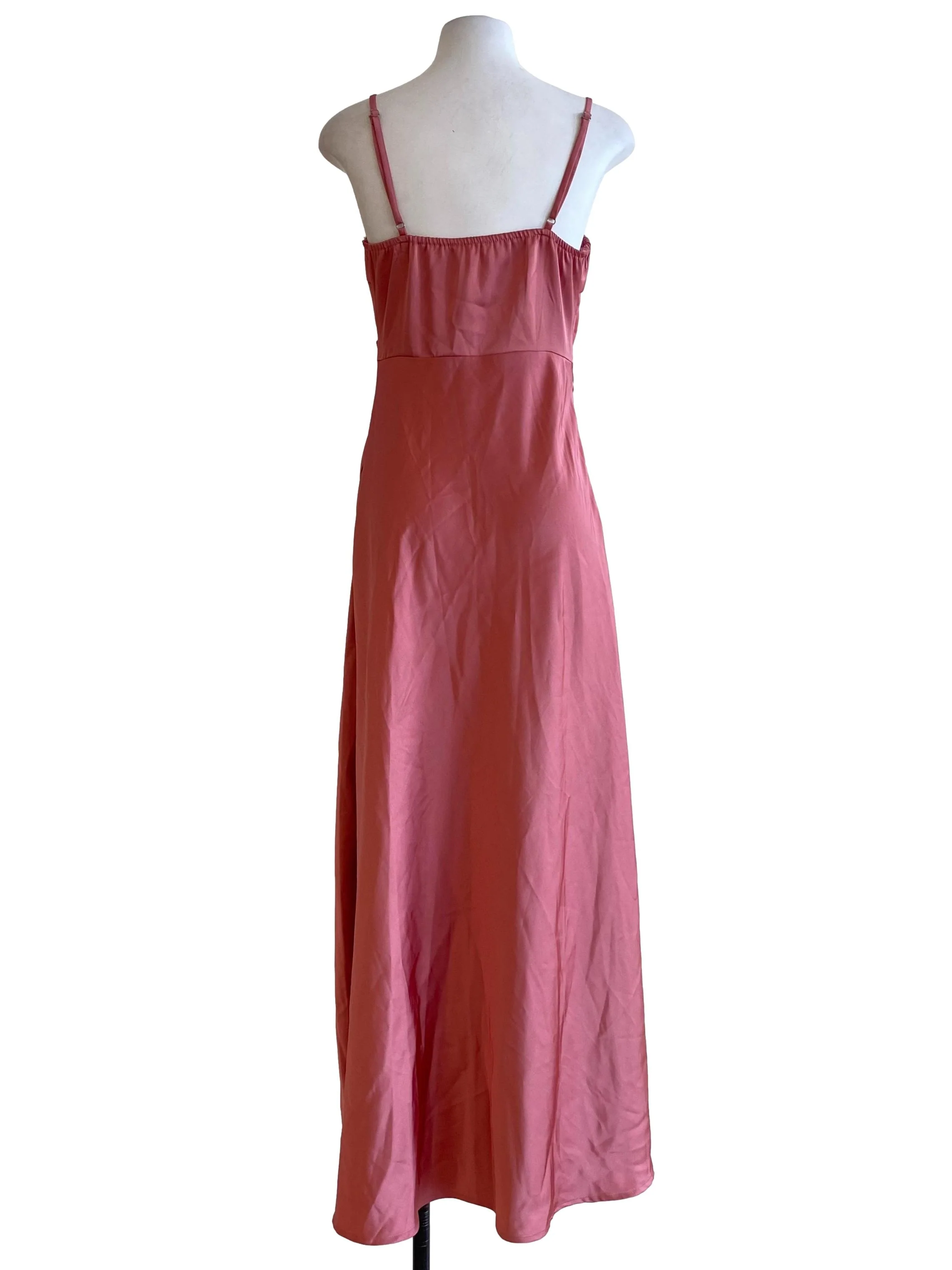 Strawberry Pink Satin Maxi Dress - Image 2