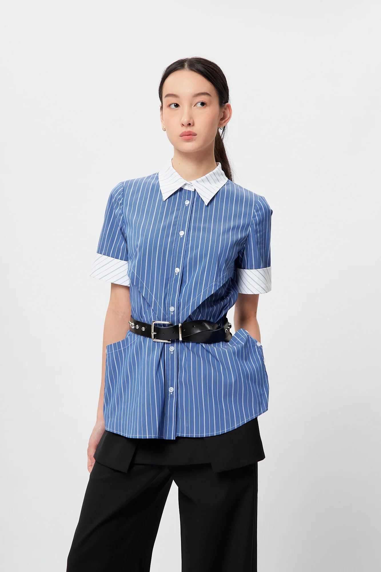 Structural Layers Shirt In Blue Stripe CSN - Image 5