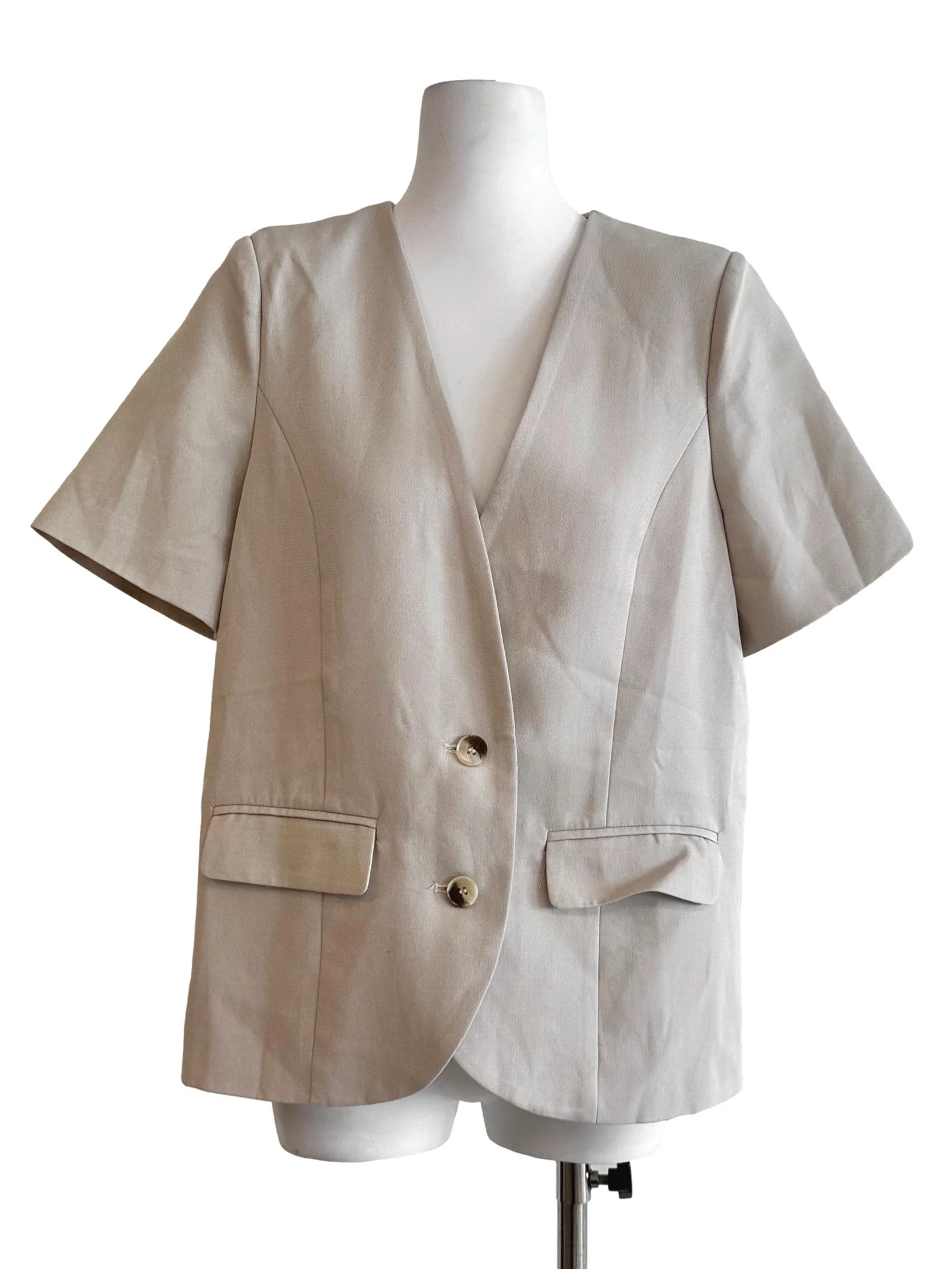 Sugar Cookie Beige Short Sleeves Blazer
