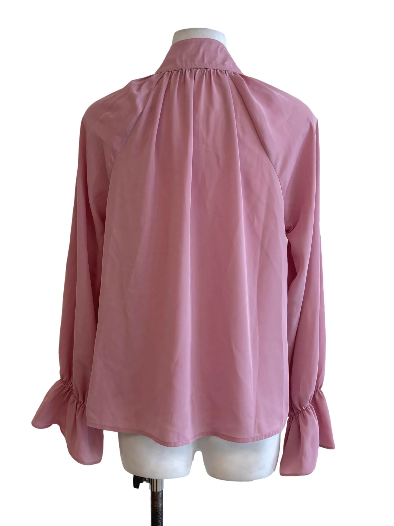Taffy Pink Buttoned Up Ribbon Blouse - Image 2