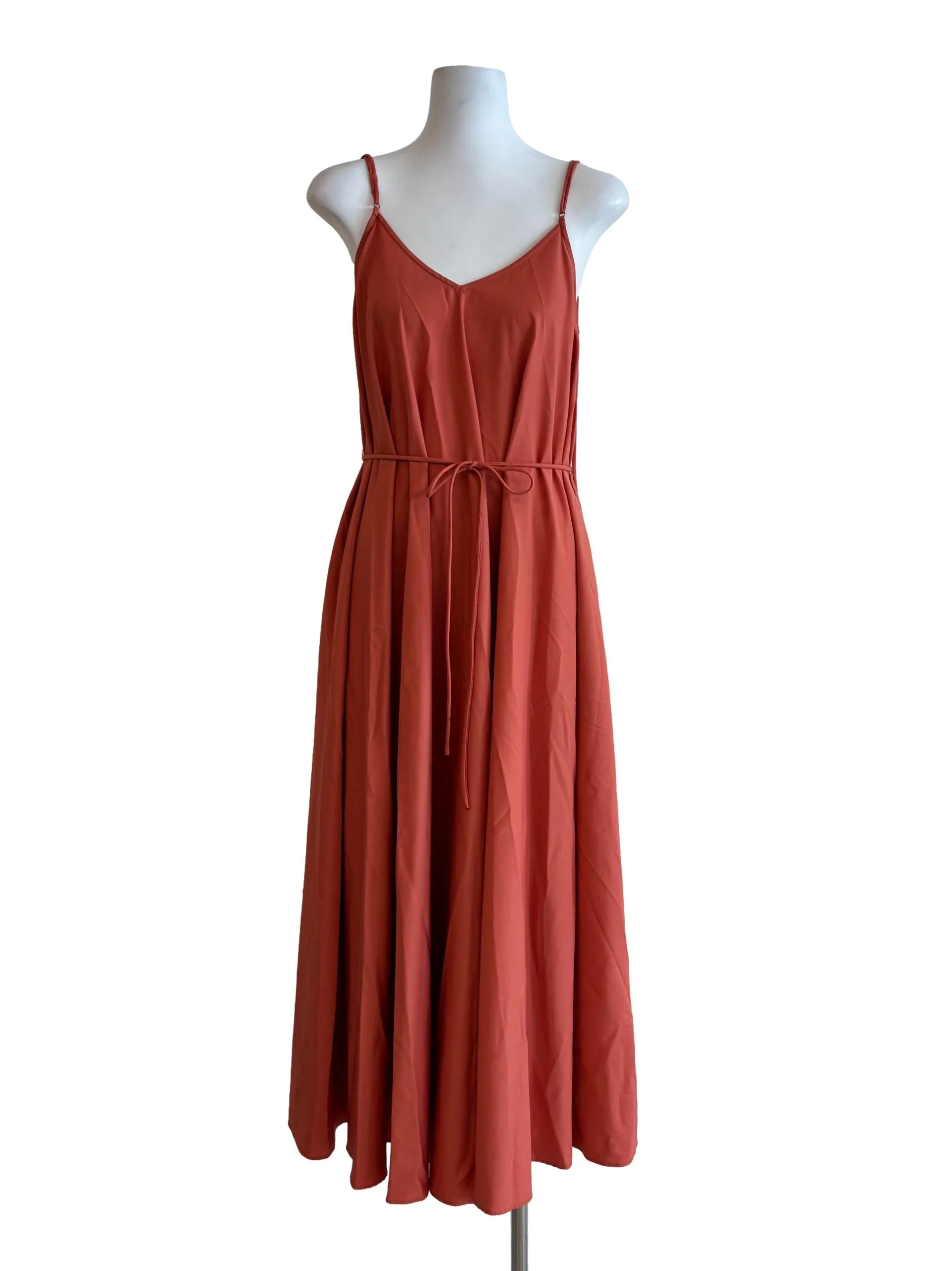 Tangelo Orange Spaghetti Strap Cotton Dress