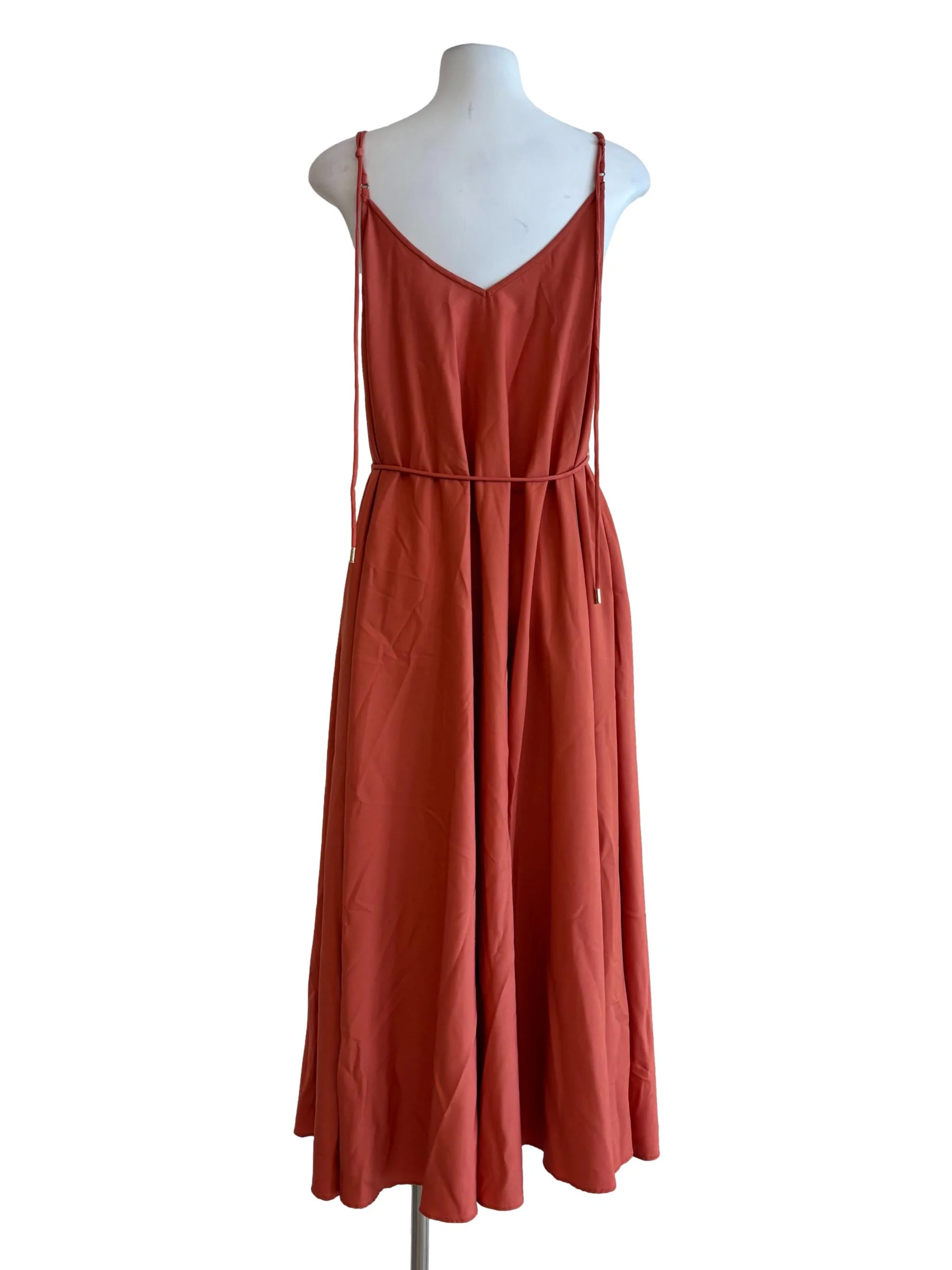 Tangelo Orange Spaghetti Strap Cotton Dress - Image 2
