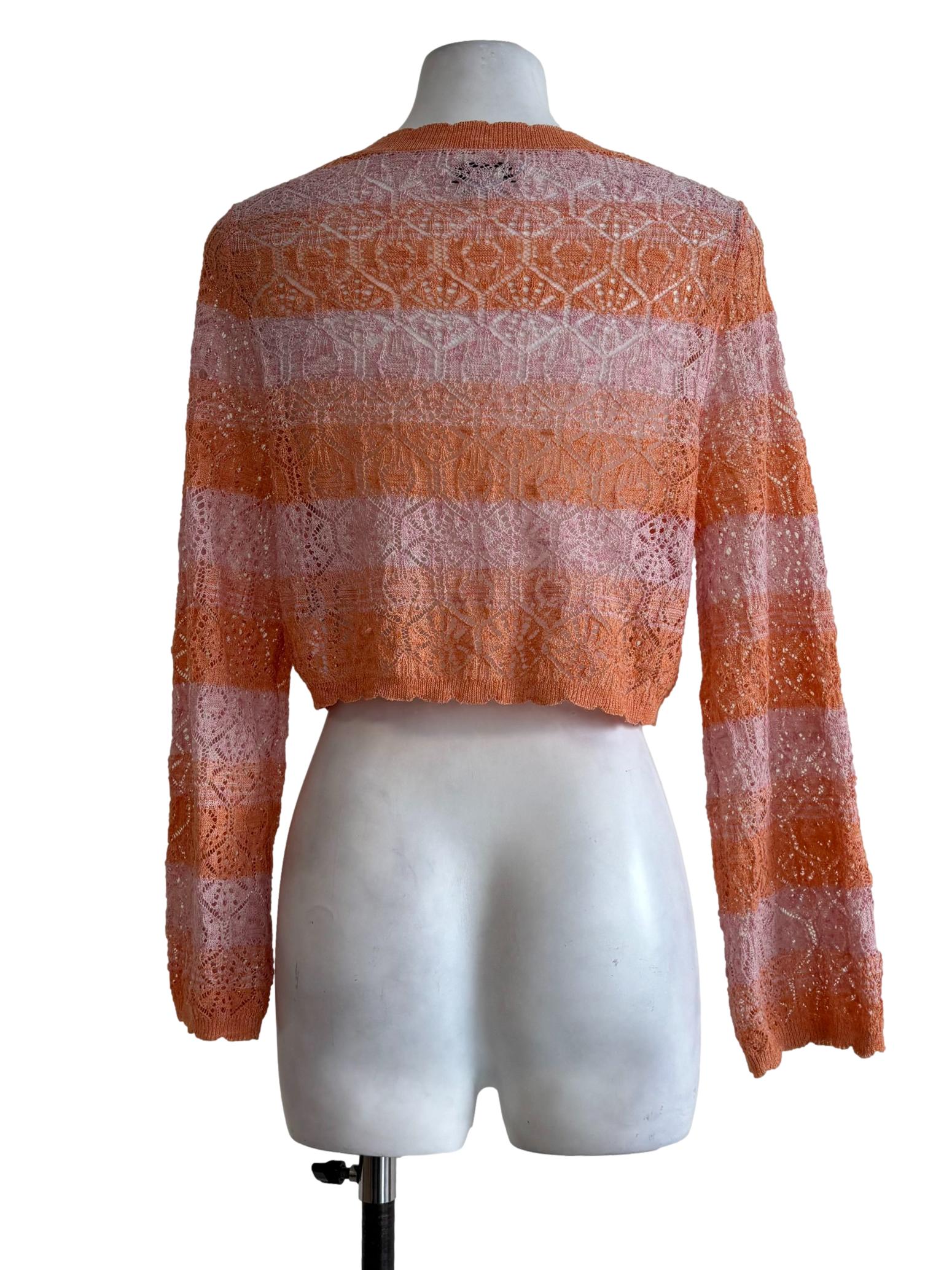 Tangelo Pink Stripes Knit Cardigan - Image 2