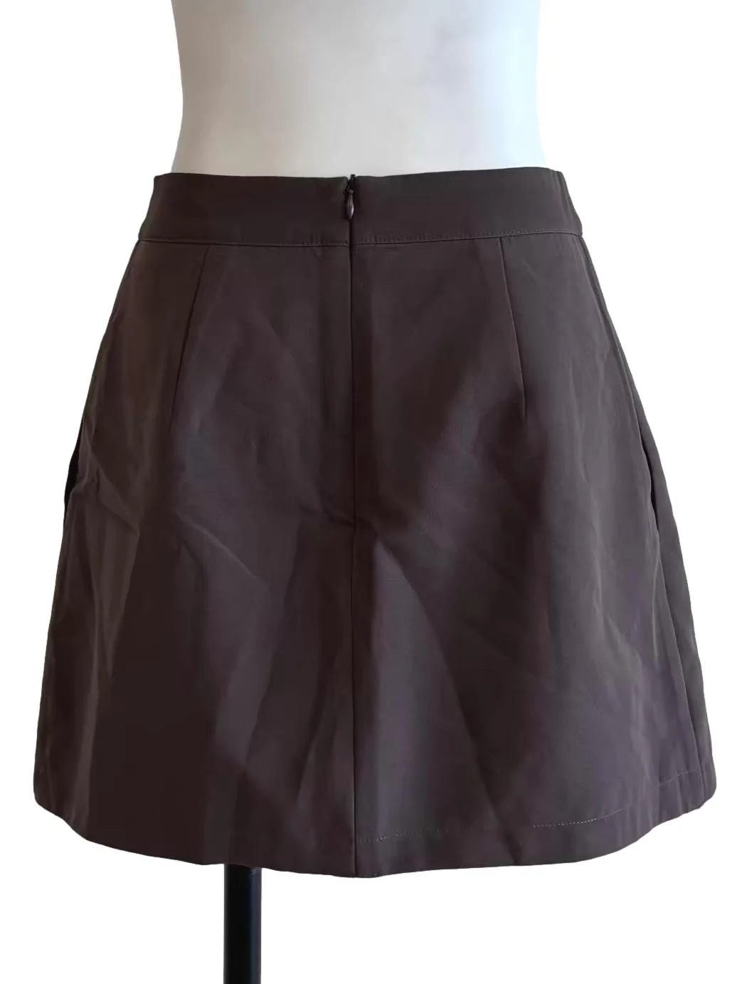Taupe Brown Mini Skirt - Image 2