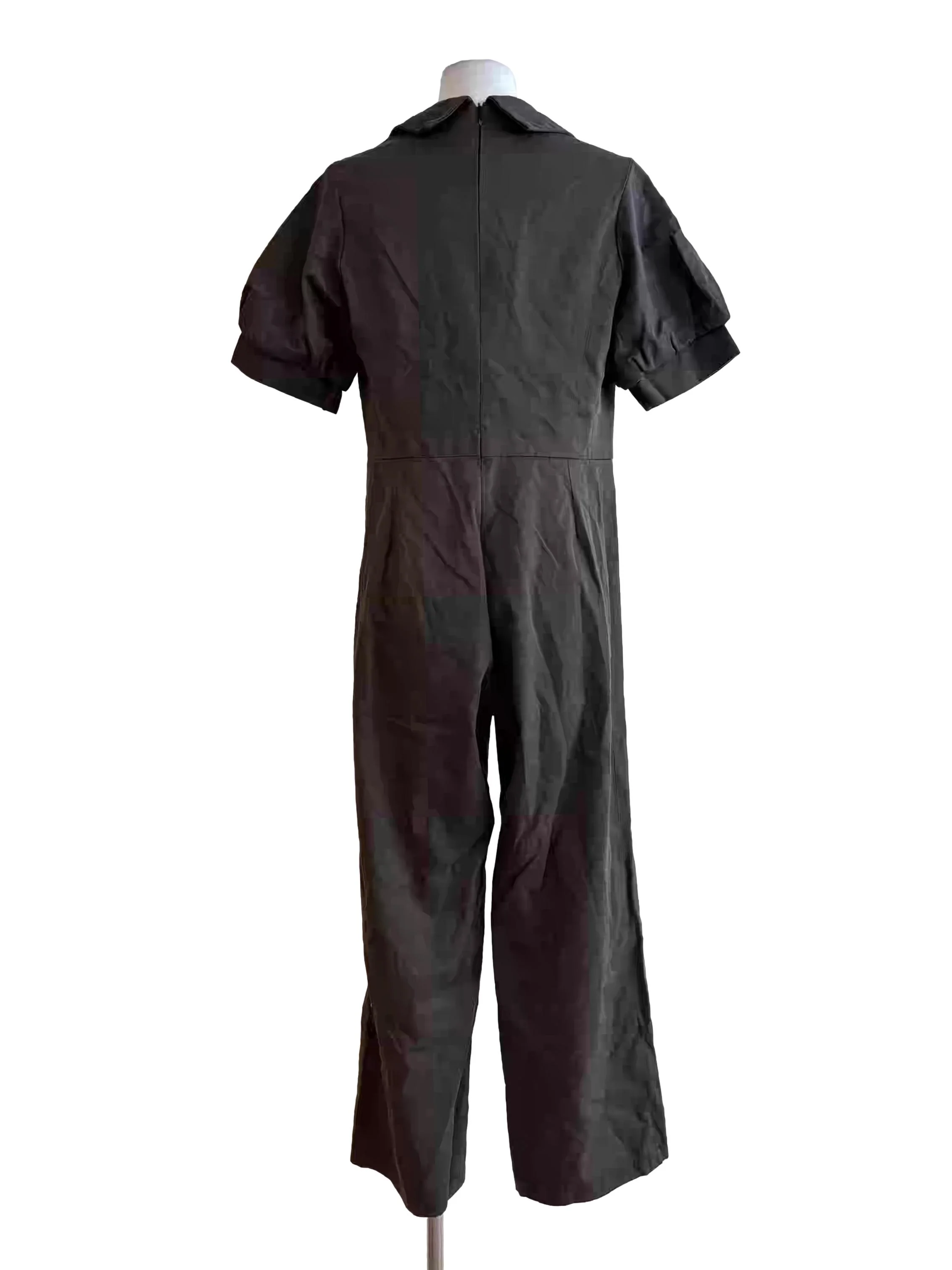 Taupe Brown Short Sleeve Jumpsuit - Image 2