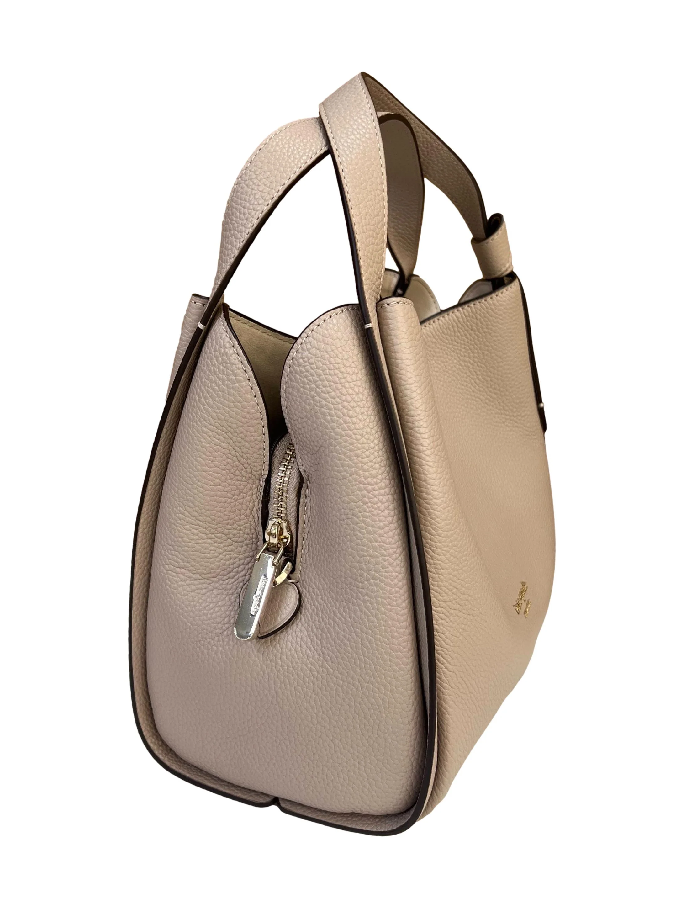 Taupe Leather Knott Medium Tote Crossbody Bag CSN - Image 3