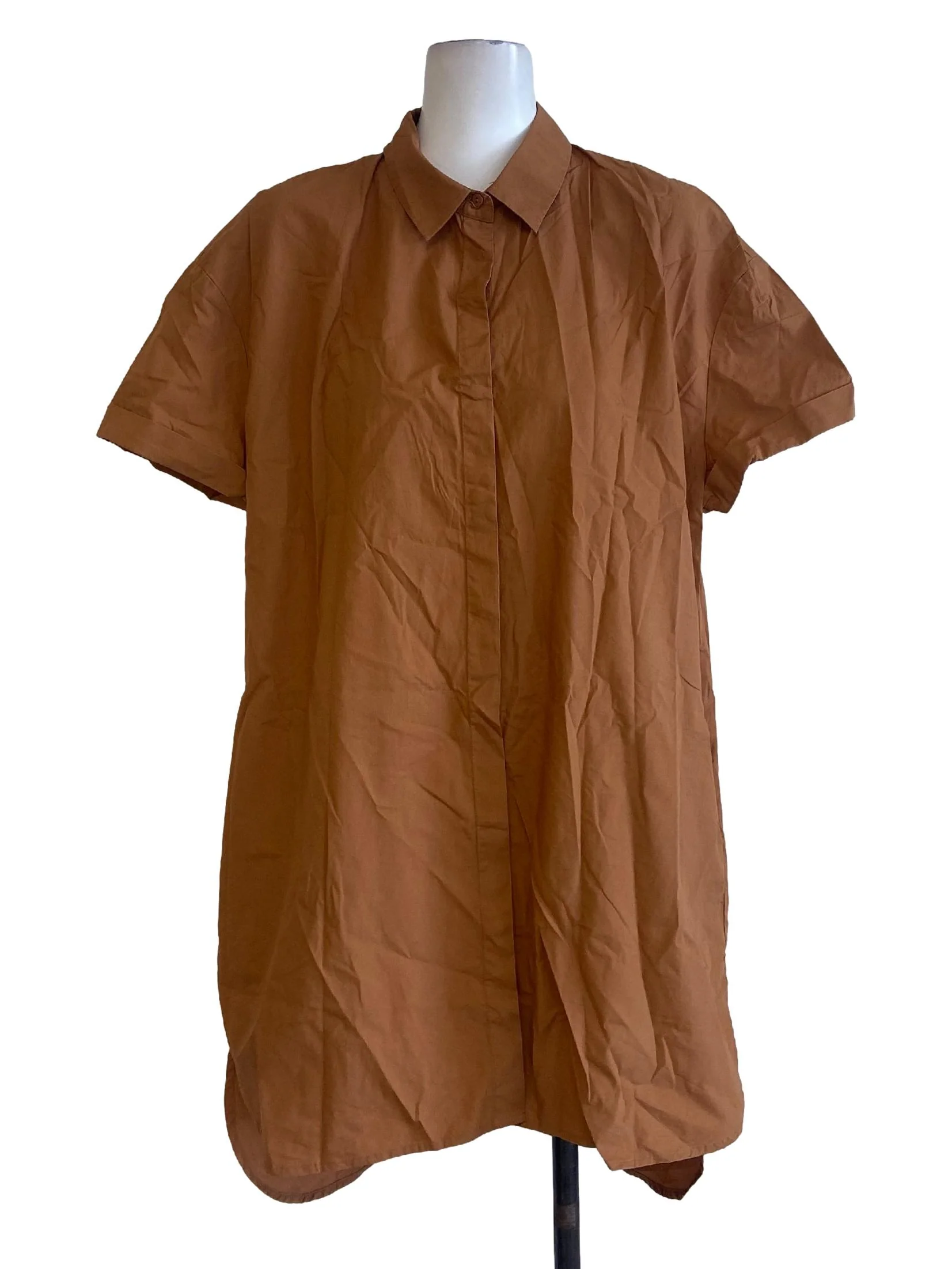 Tawny Brown Button Down Twill Dress