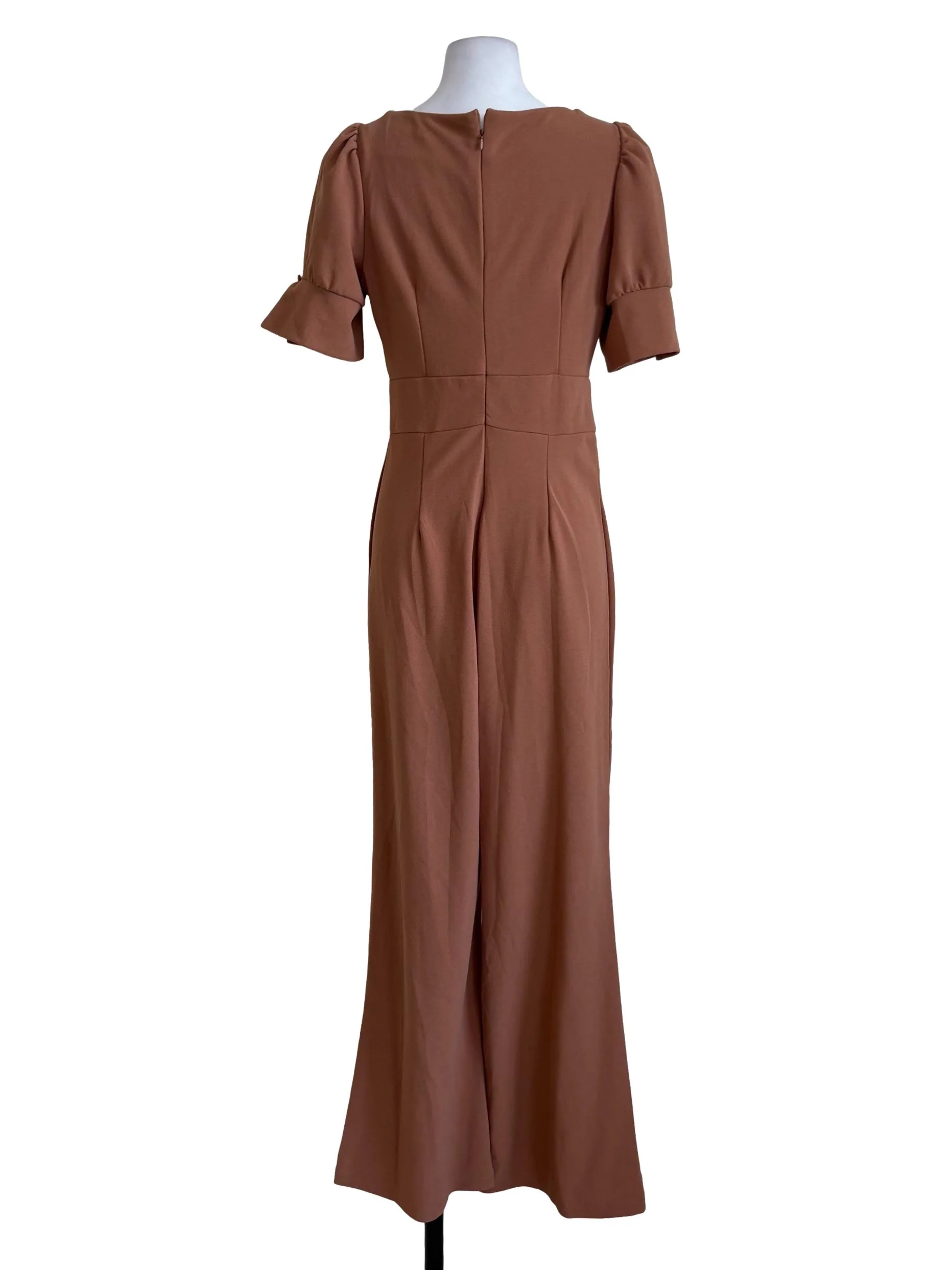 Tawny Brown Pleated Waistband Jumpsuit - Image 2