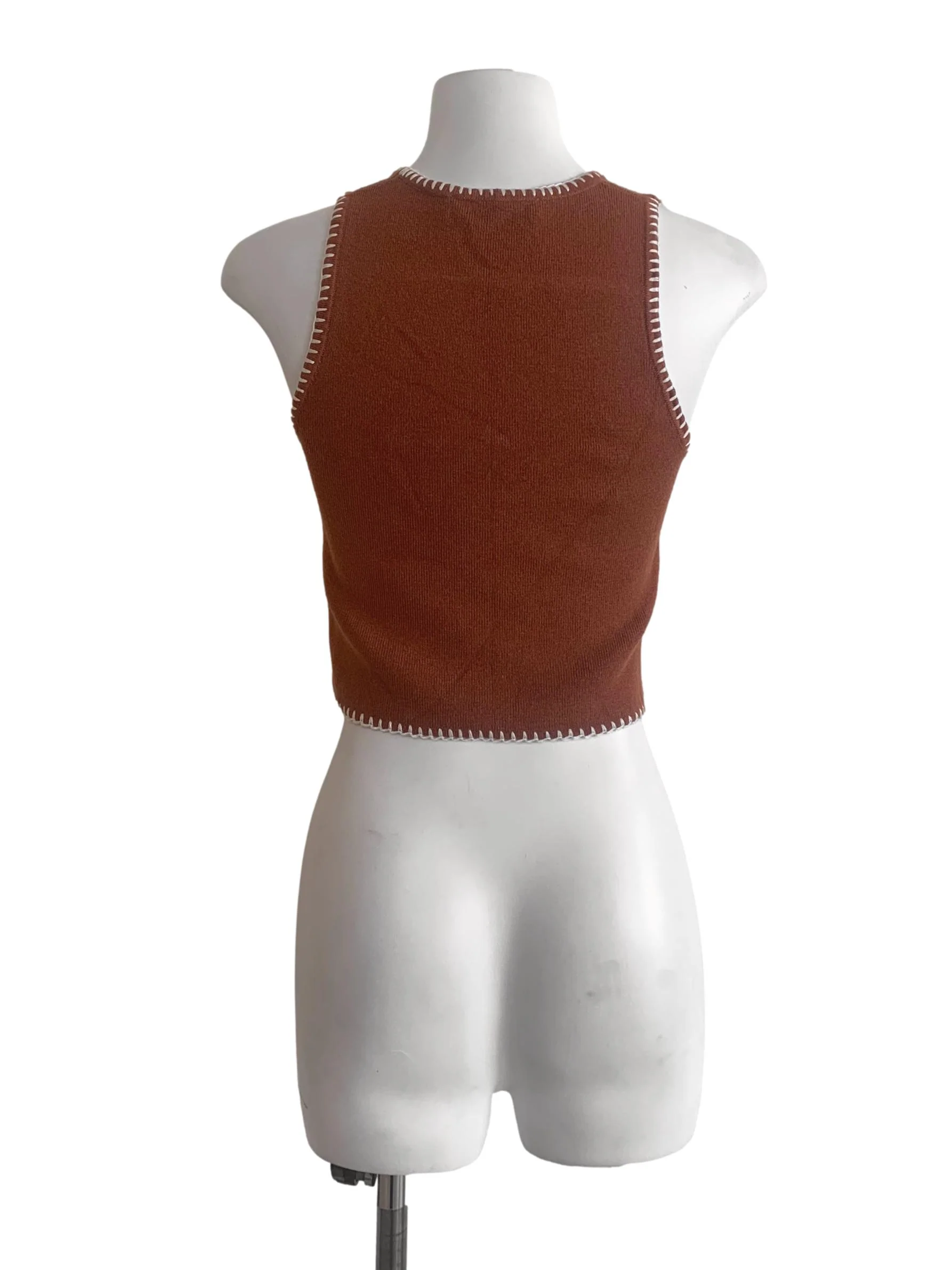Tawny Brown Round Neck Tank Top LB - Image 2
