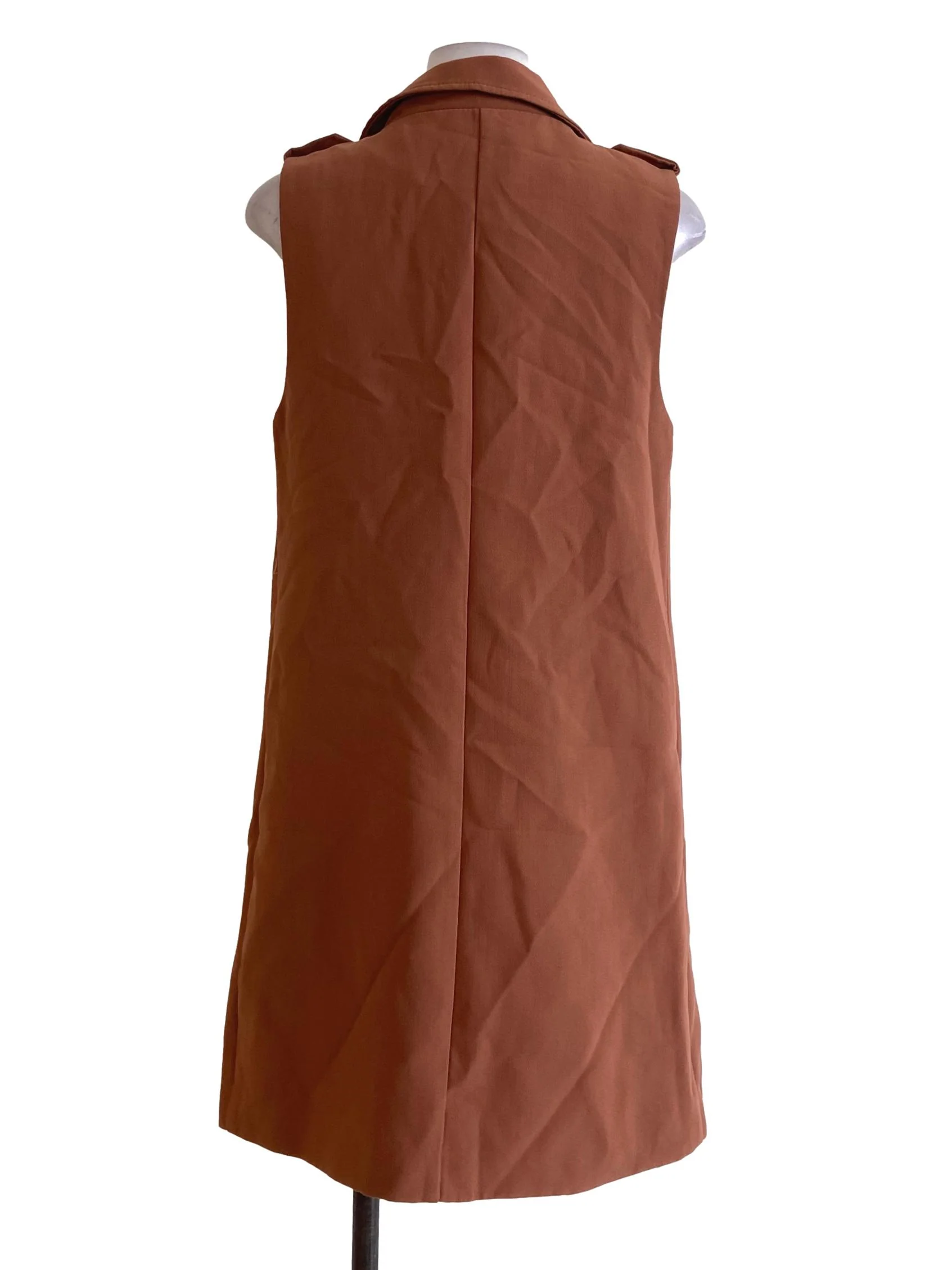 Tawny Brown Sleeveless Double Breasted Blazer - Image 2