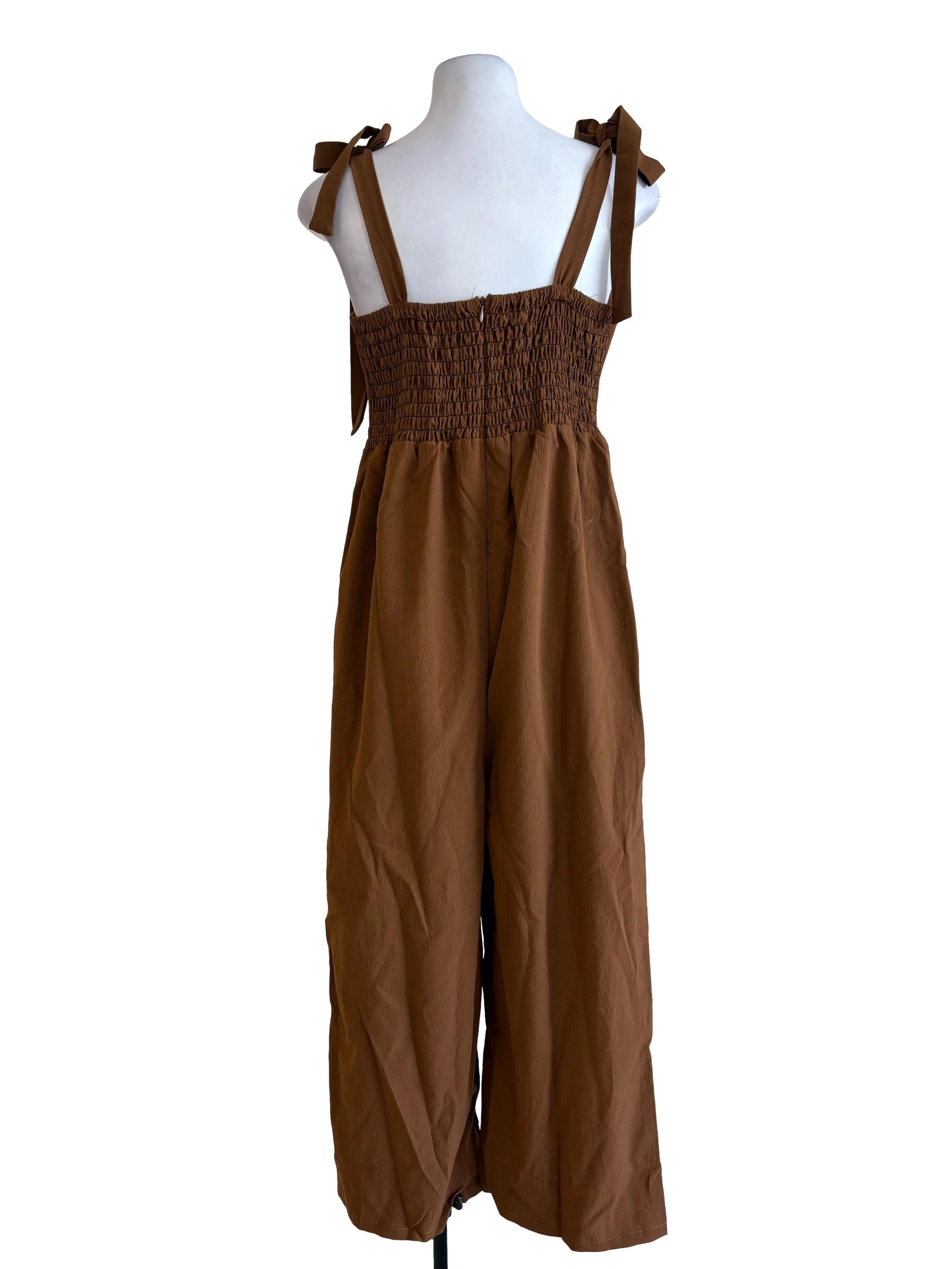 Tawny Brown Straight Cut Jumpsuit - Image 2