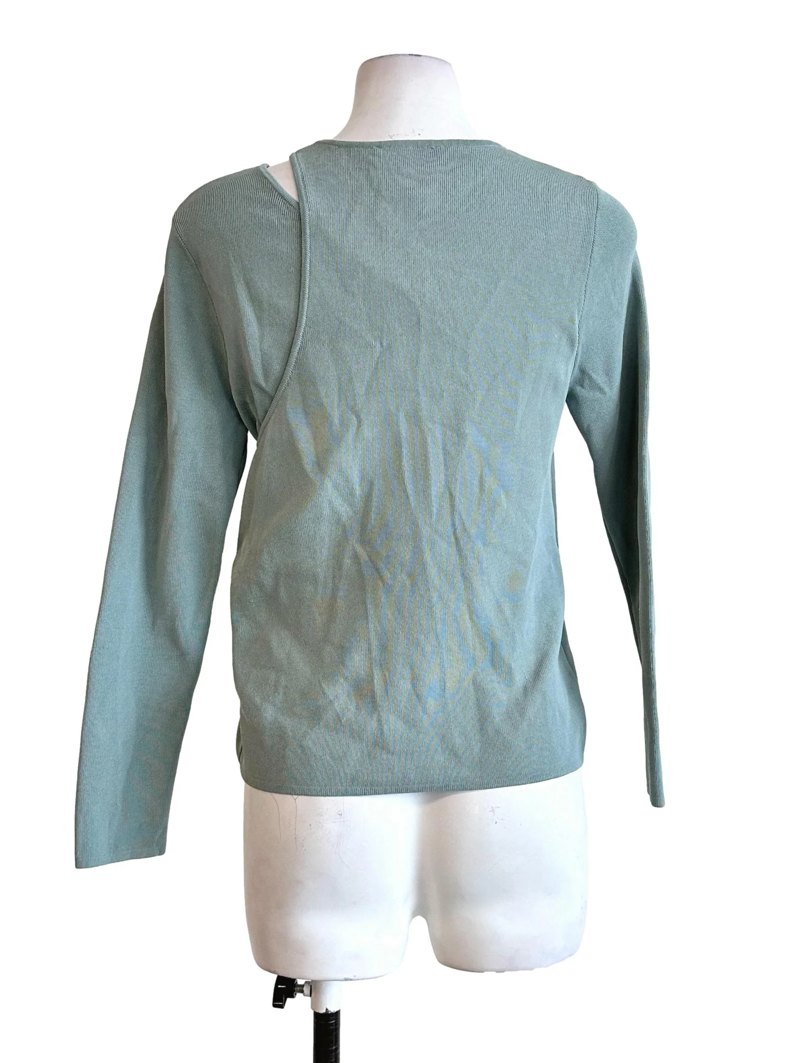 Teal Blue Textured Long Sleeves Top LB - Image 2