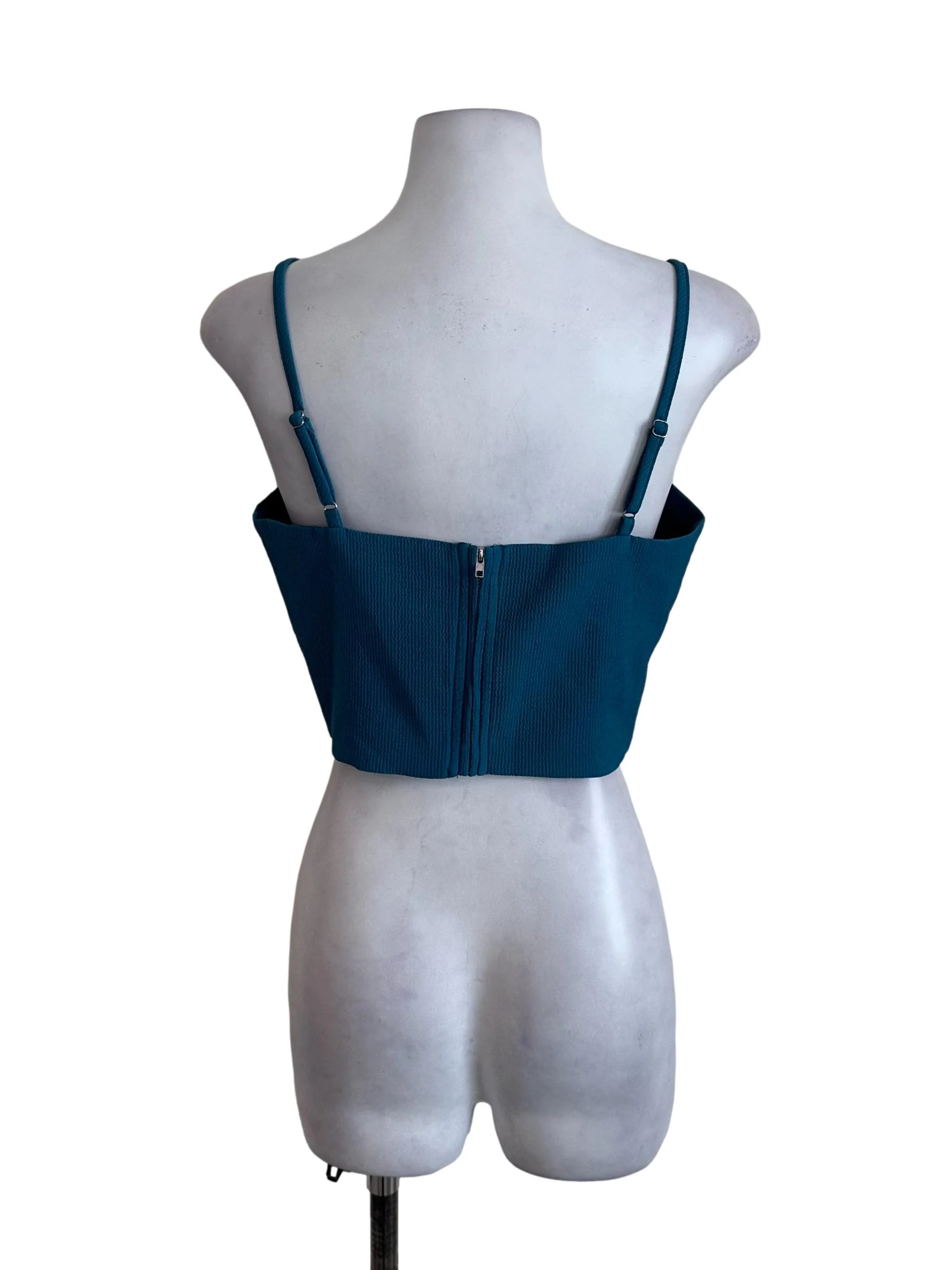 Teal Blue Textured Strap Top - Image 2