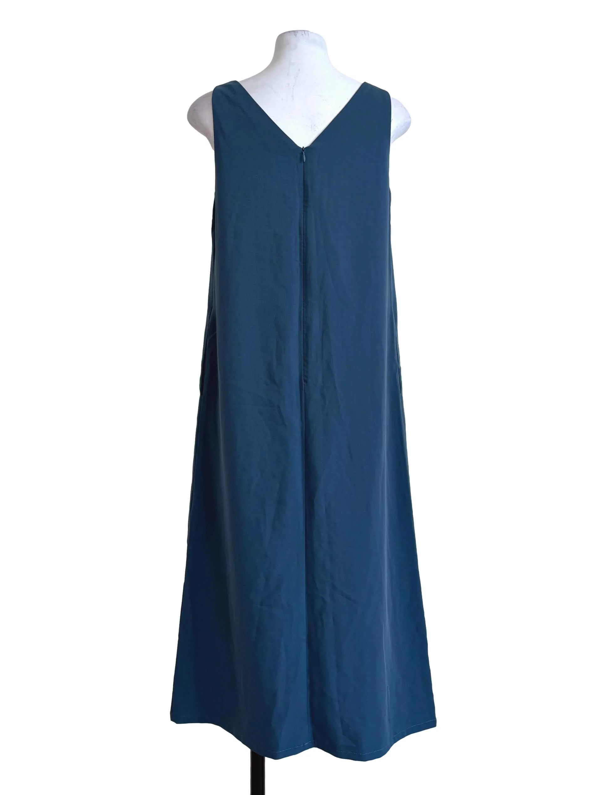 Teal Blue V Neck Slip Dress - Image 2