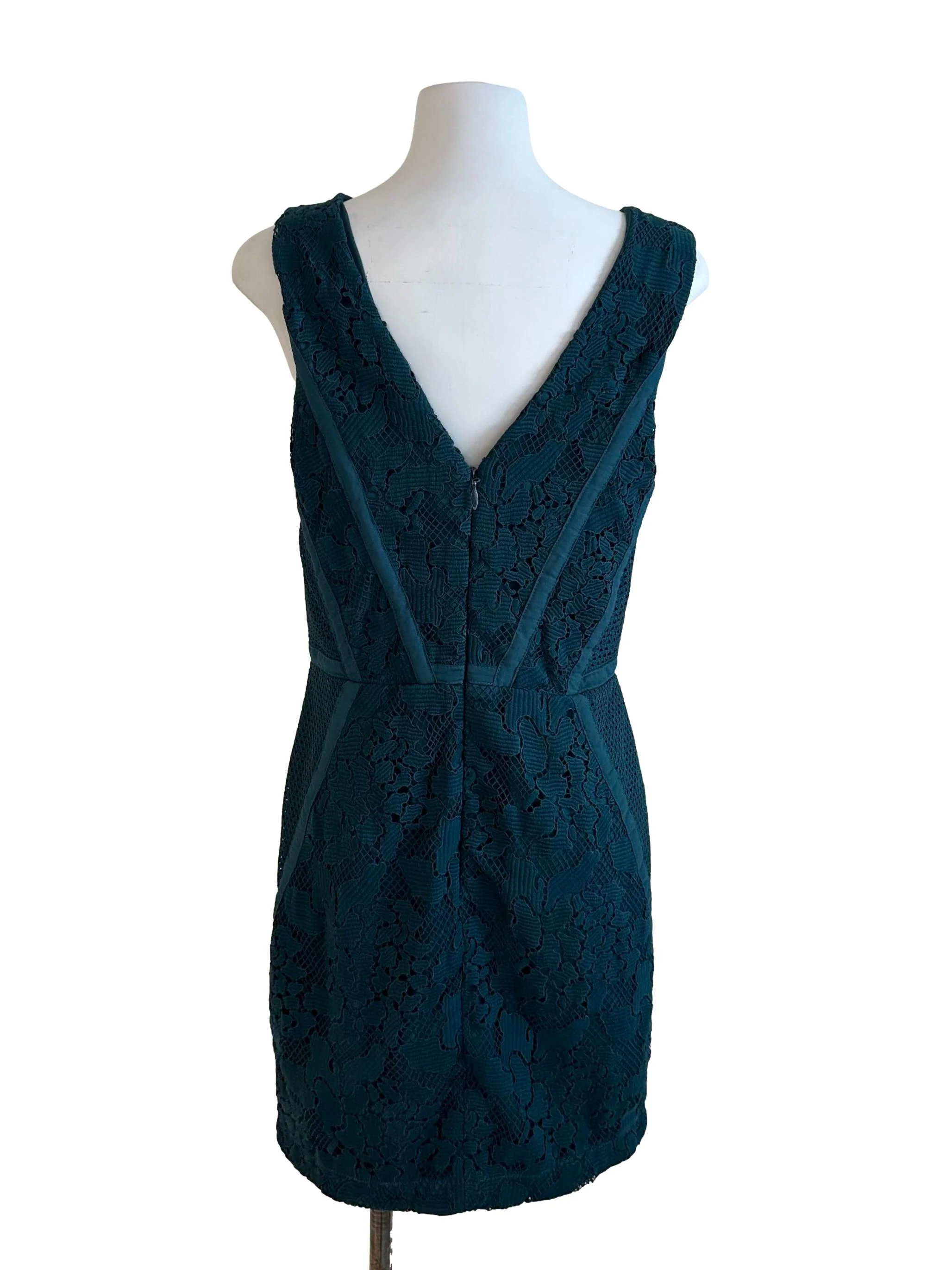 Teal Green Lace V Neck Dress - Image 2