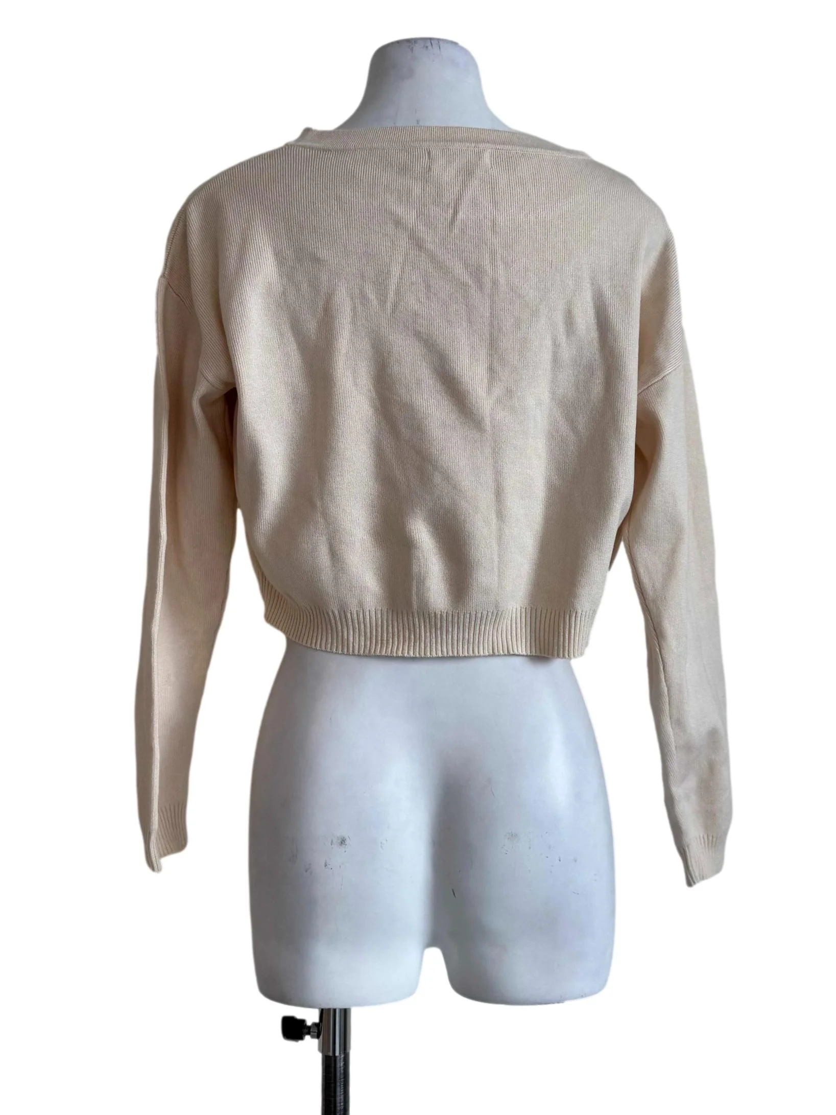 Textured Beige Long Sleeve Top - Image 2