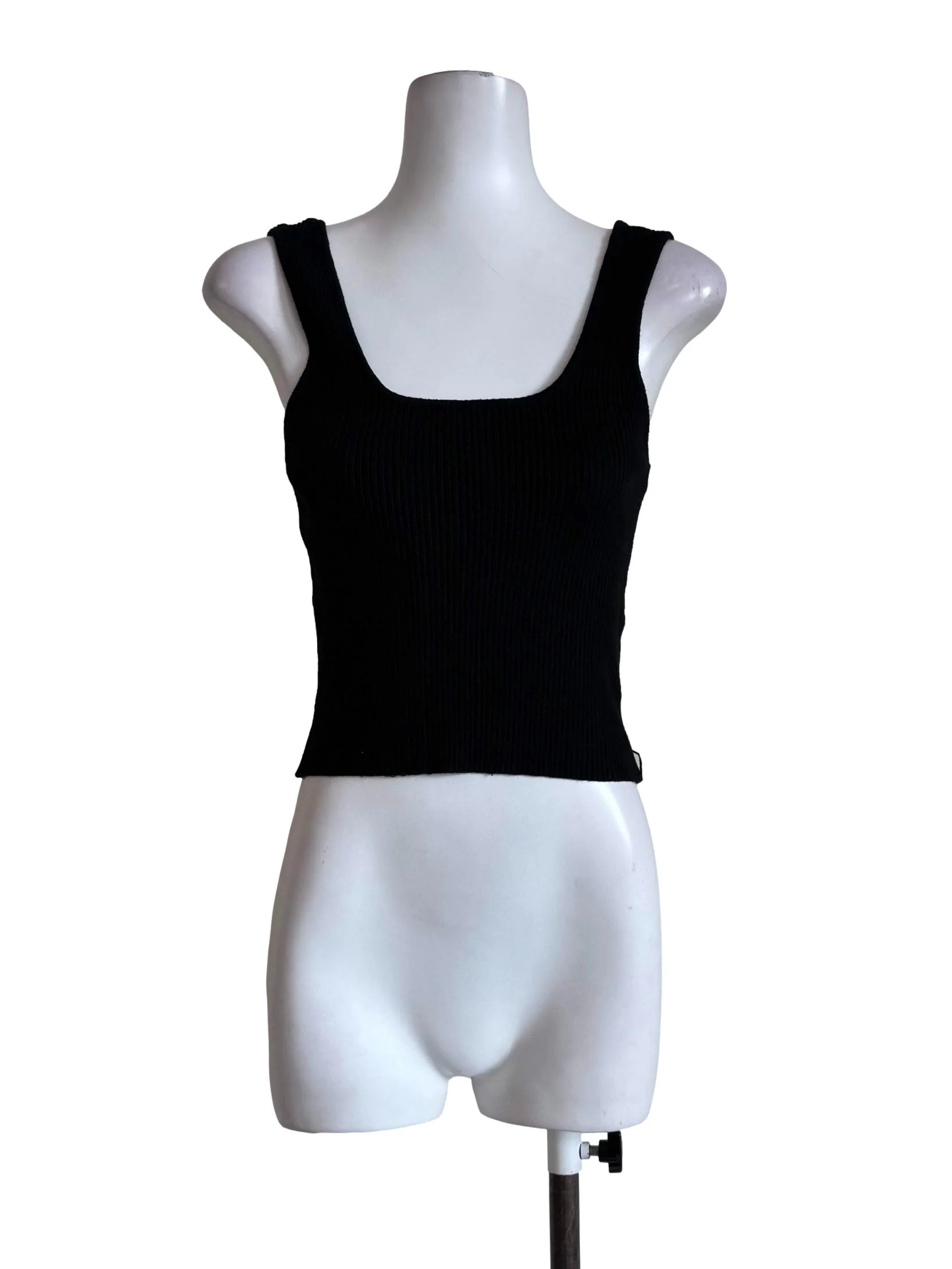 Textured Black Square Neck Top