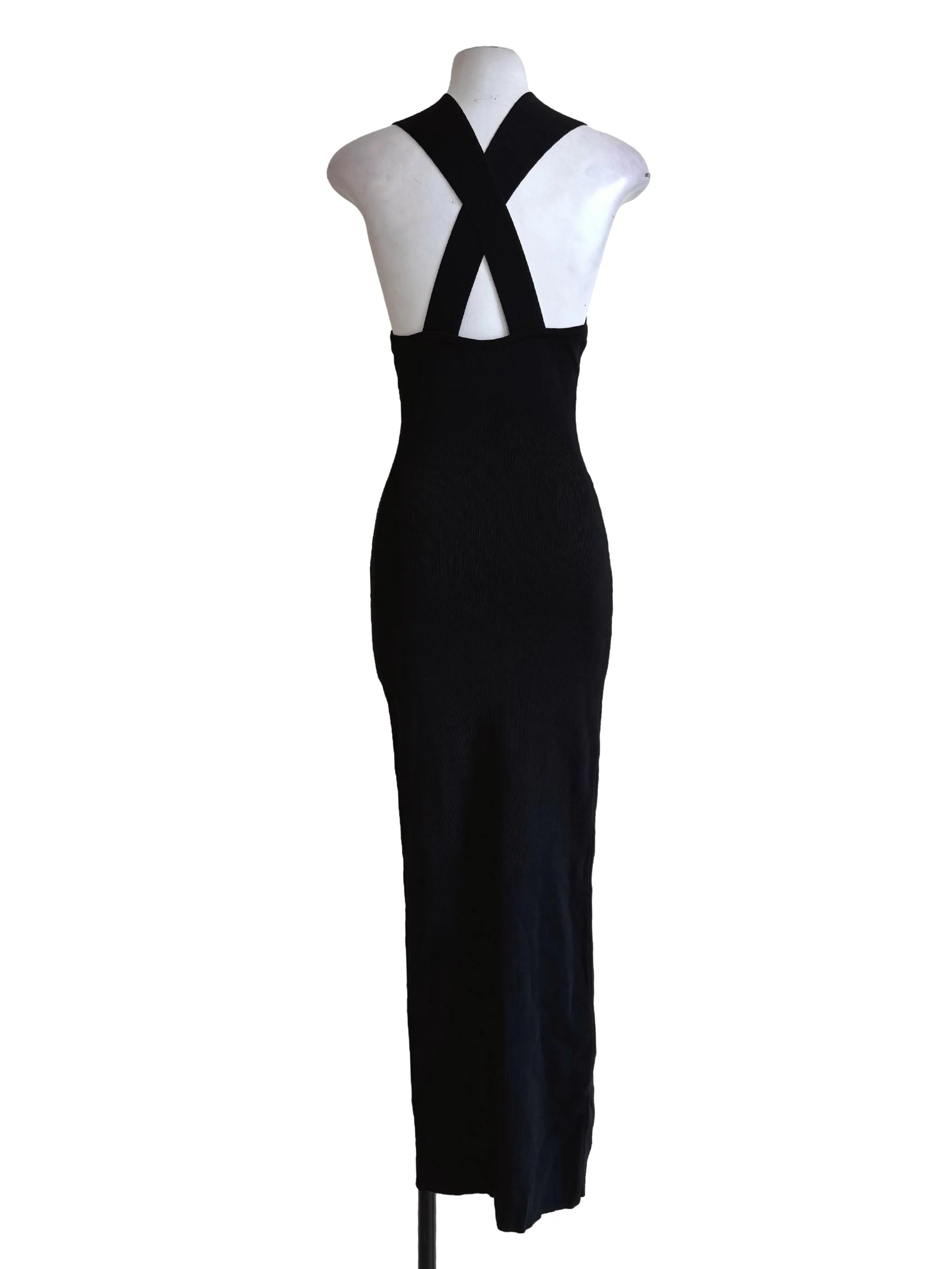 Textured Black X Back Dress - Image 2