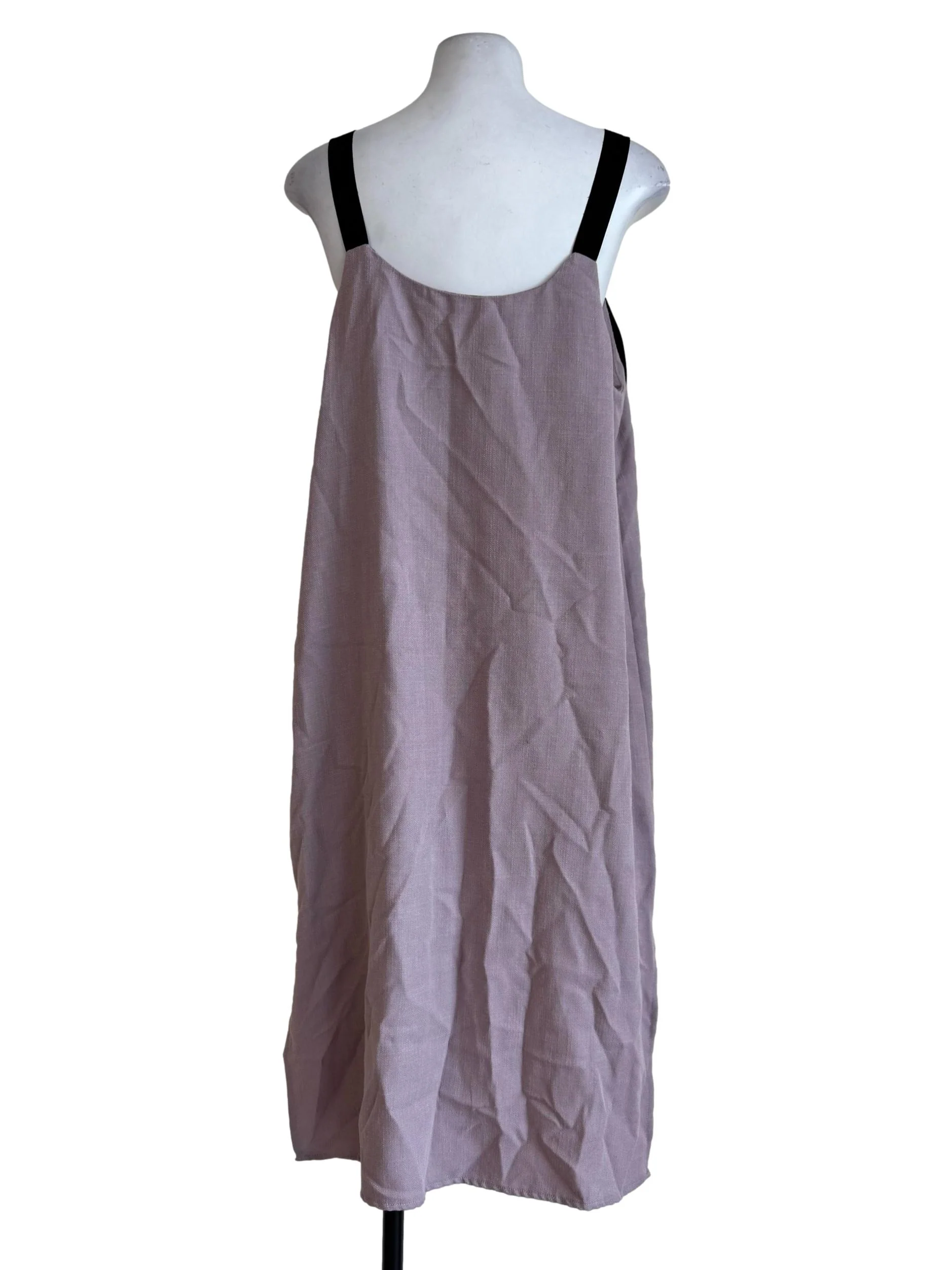 Textured Pale Purple Black Strap Dress - Image 2
