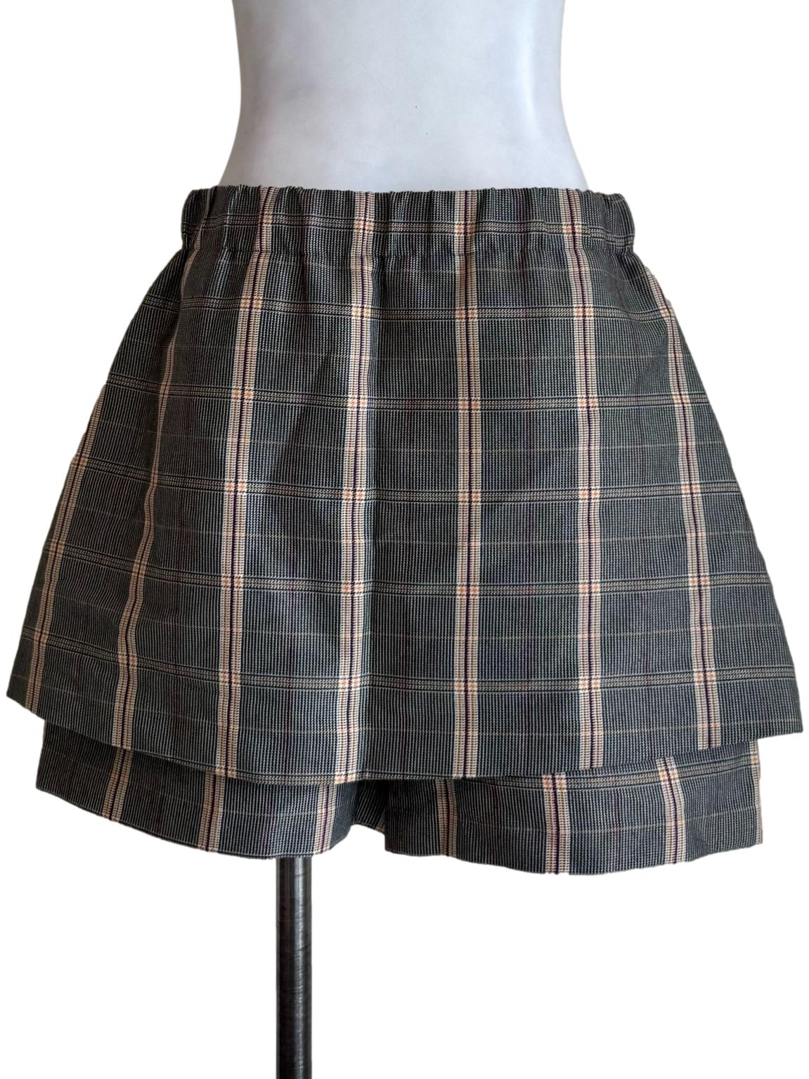 Textured Grey Checkered Shorts - Image 2