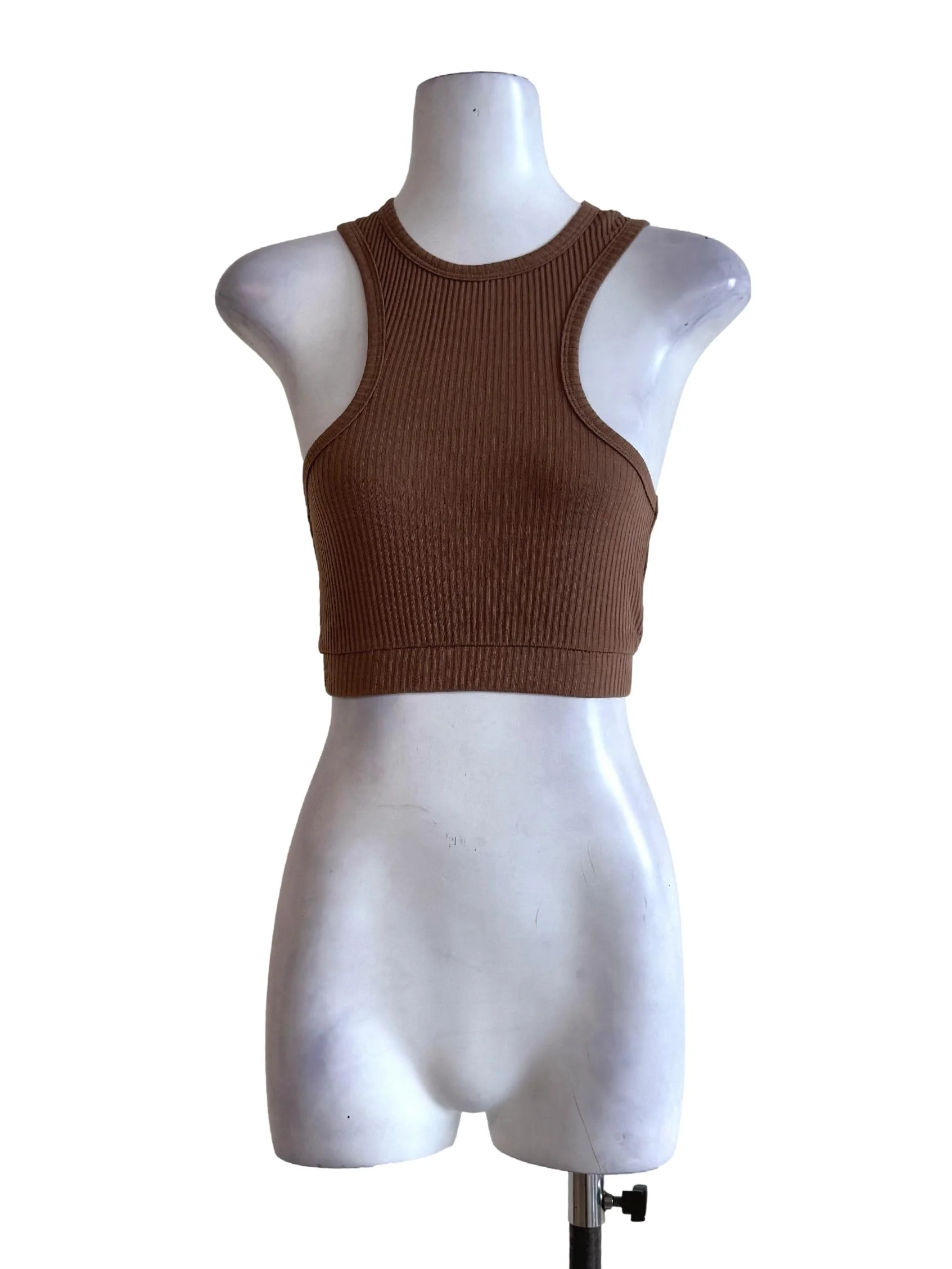 Textured Milk Coffee Sleeveless Top