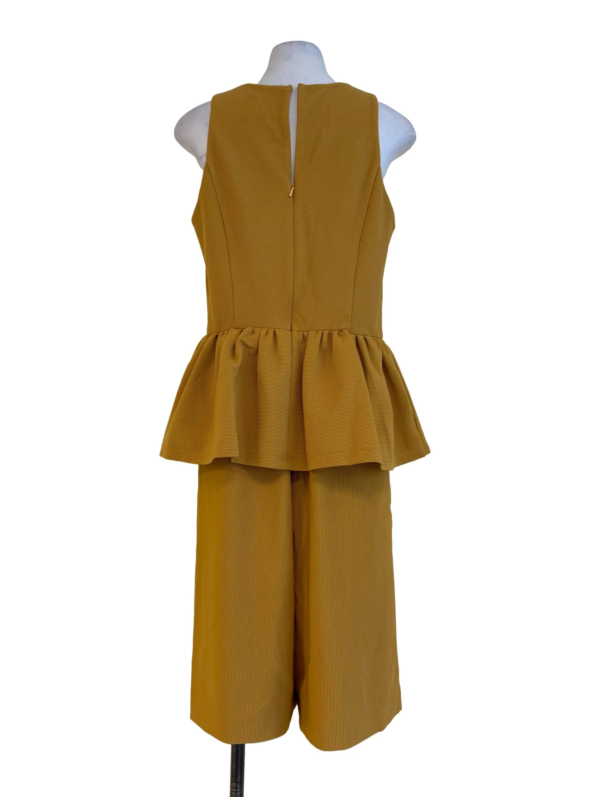 Textured Mustard Sleeveless Jumpsuit - Image 2