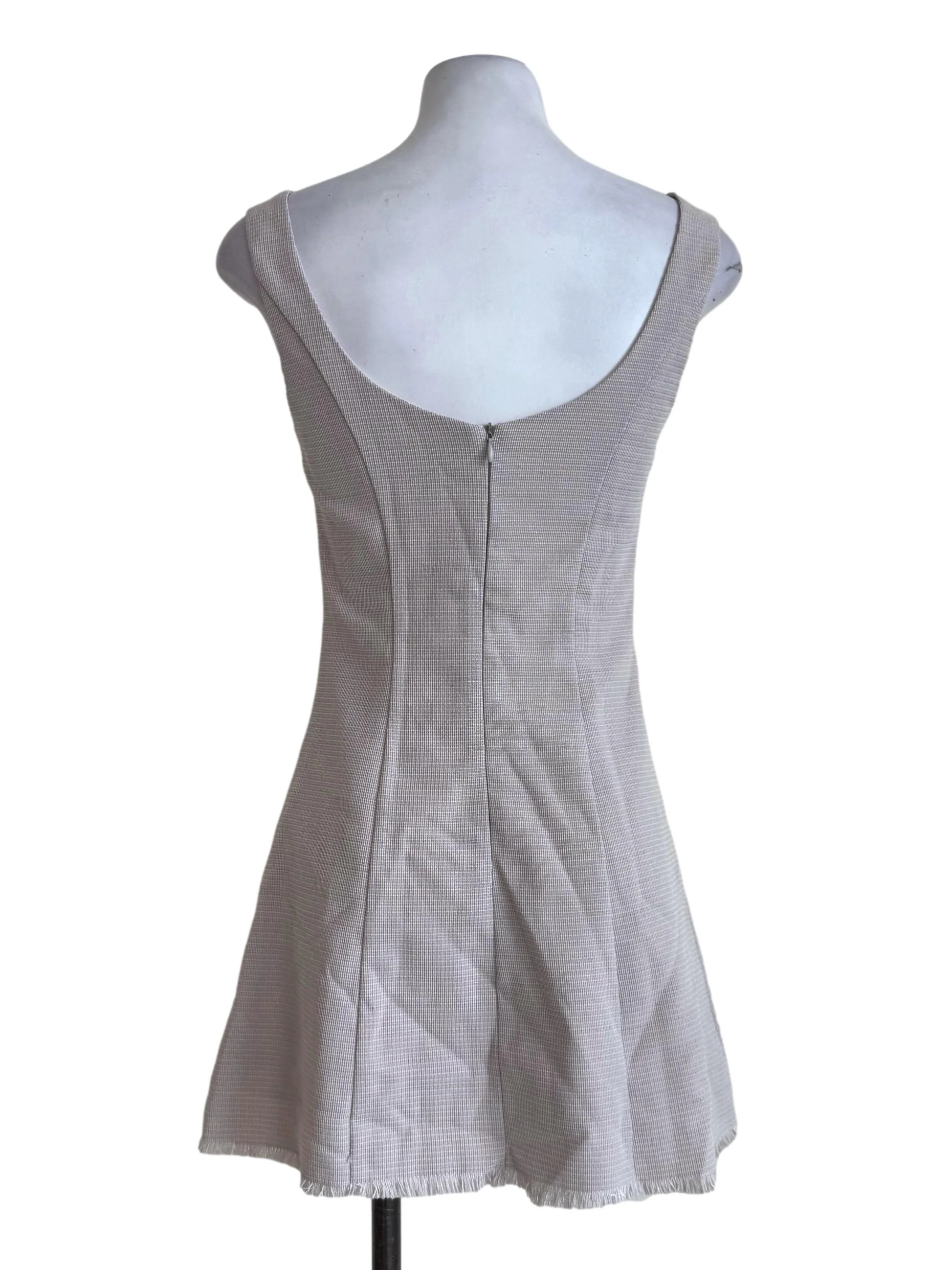 Textured Sand Beige A-Line Dress YHF - Image 2