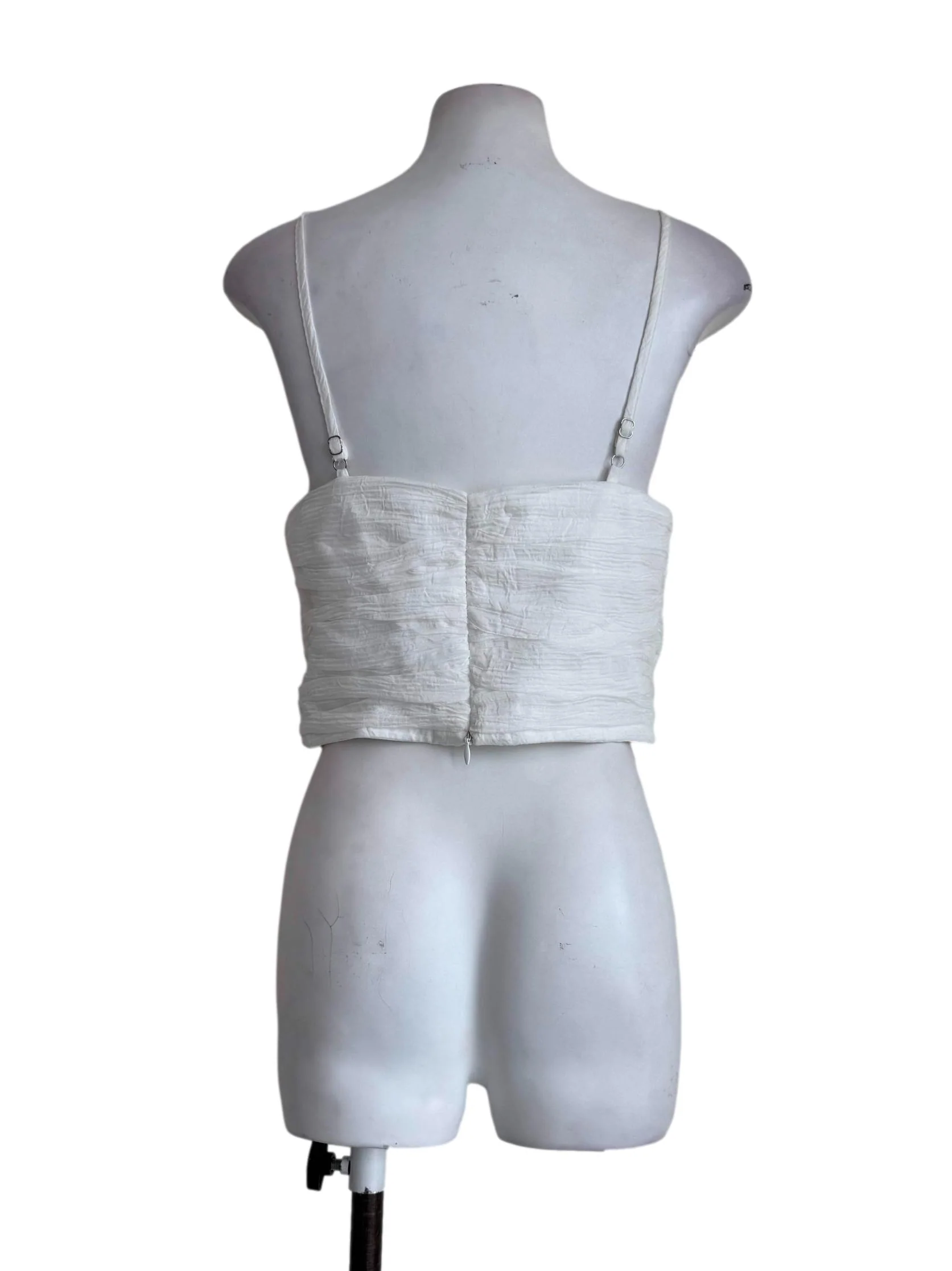 Textured White V Neck Top - Image 2