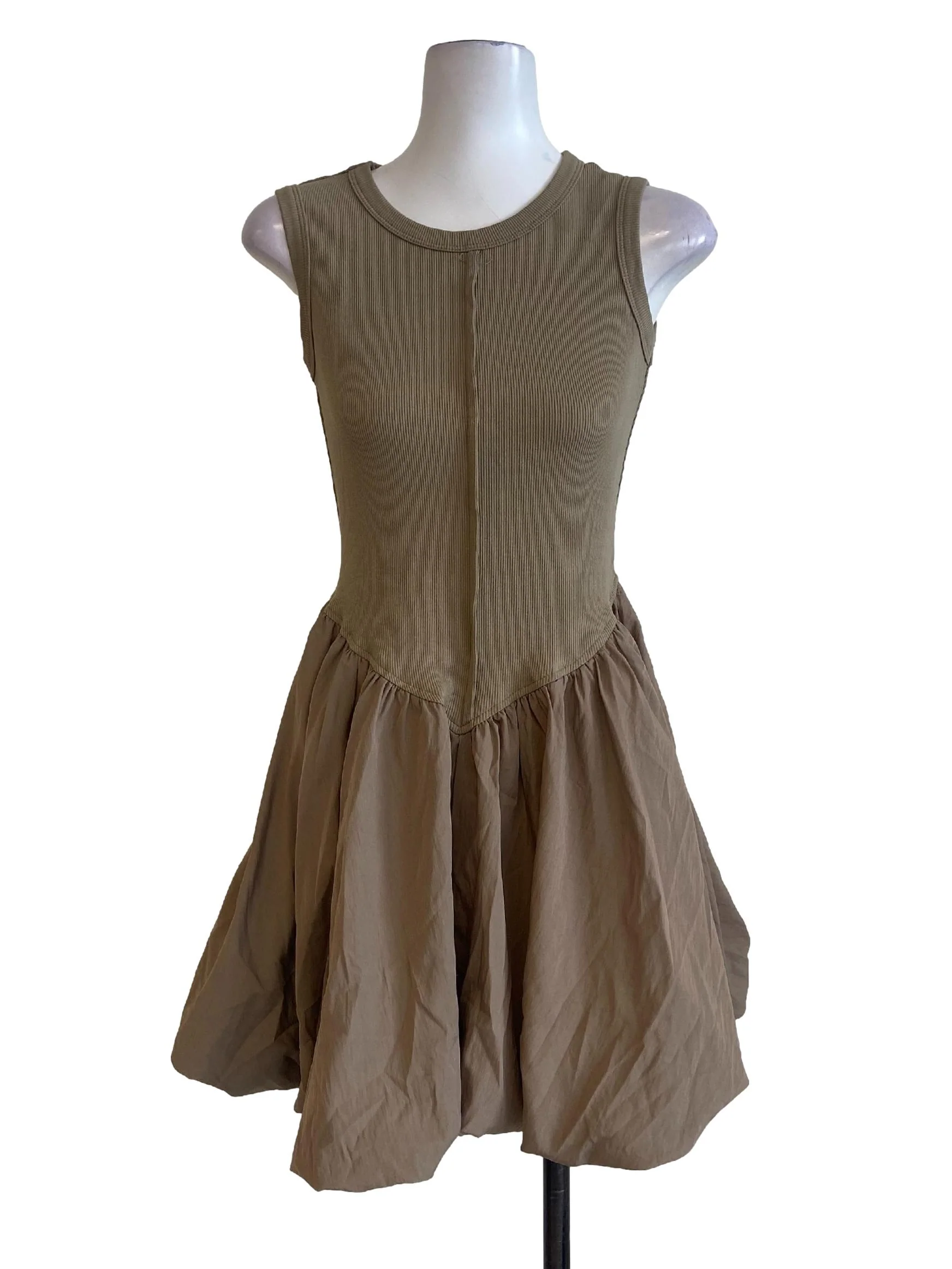 Tortilla Brown Sleeveless Striped Dress