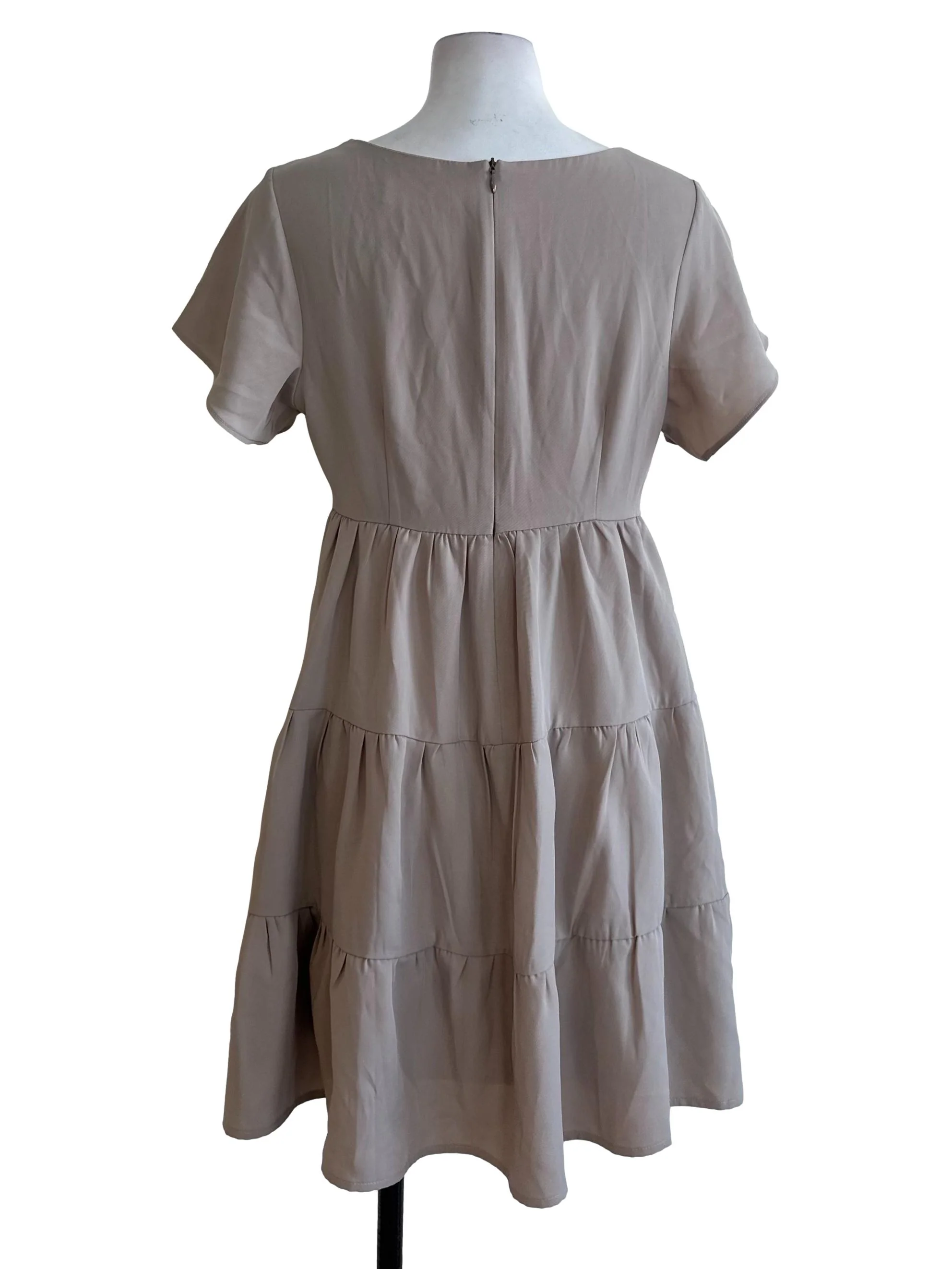 Tortilla Brown Square Neck Tiered Dress - Image 2