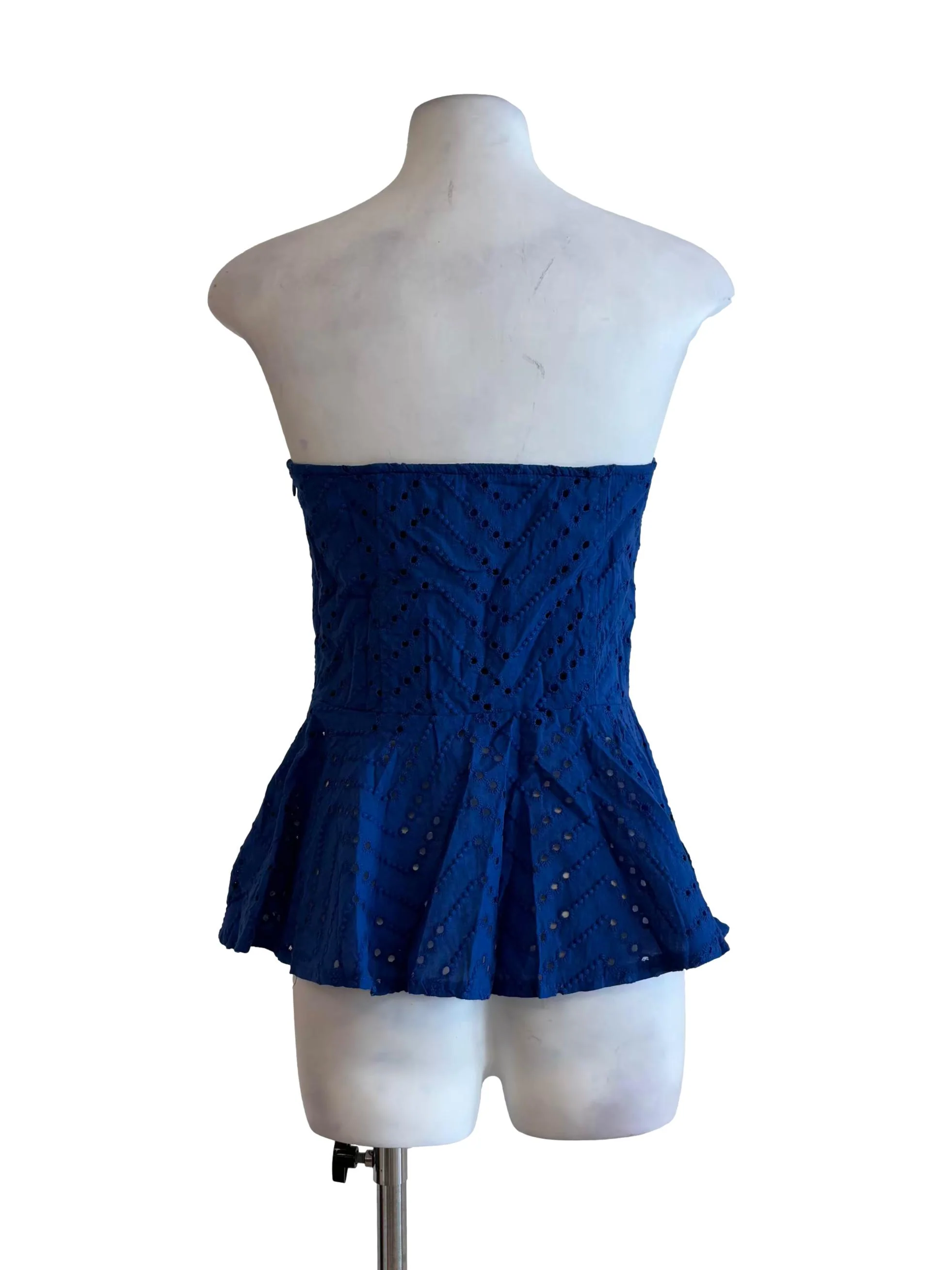 True Blue Strapless Eyelet Peplum Top - Image 2