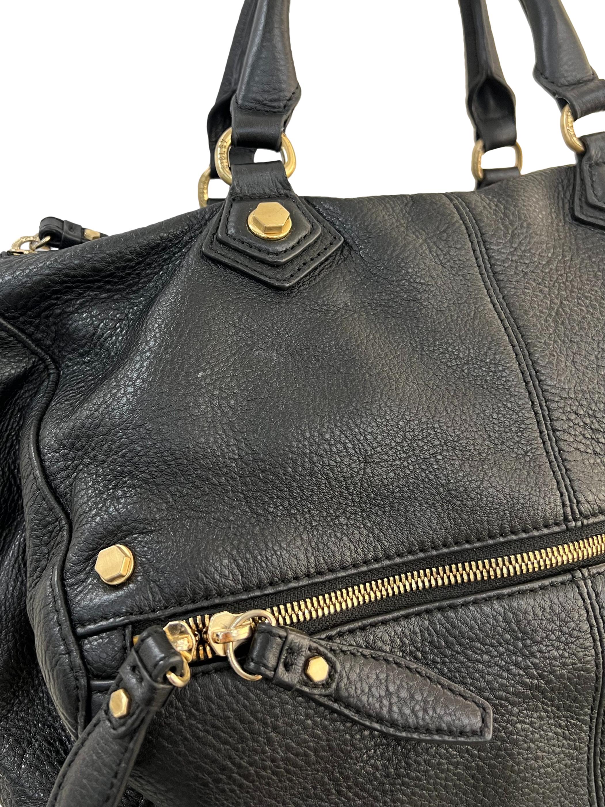 Two Way Black Leather Bag - Image 2