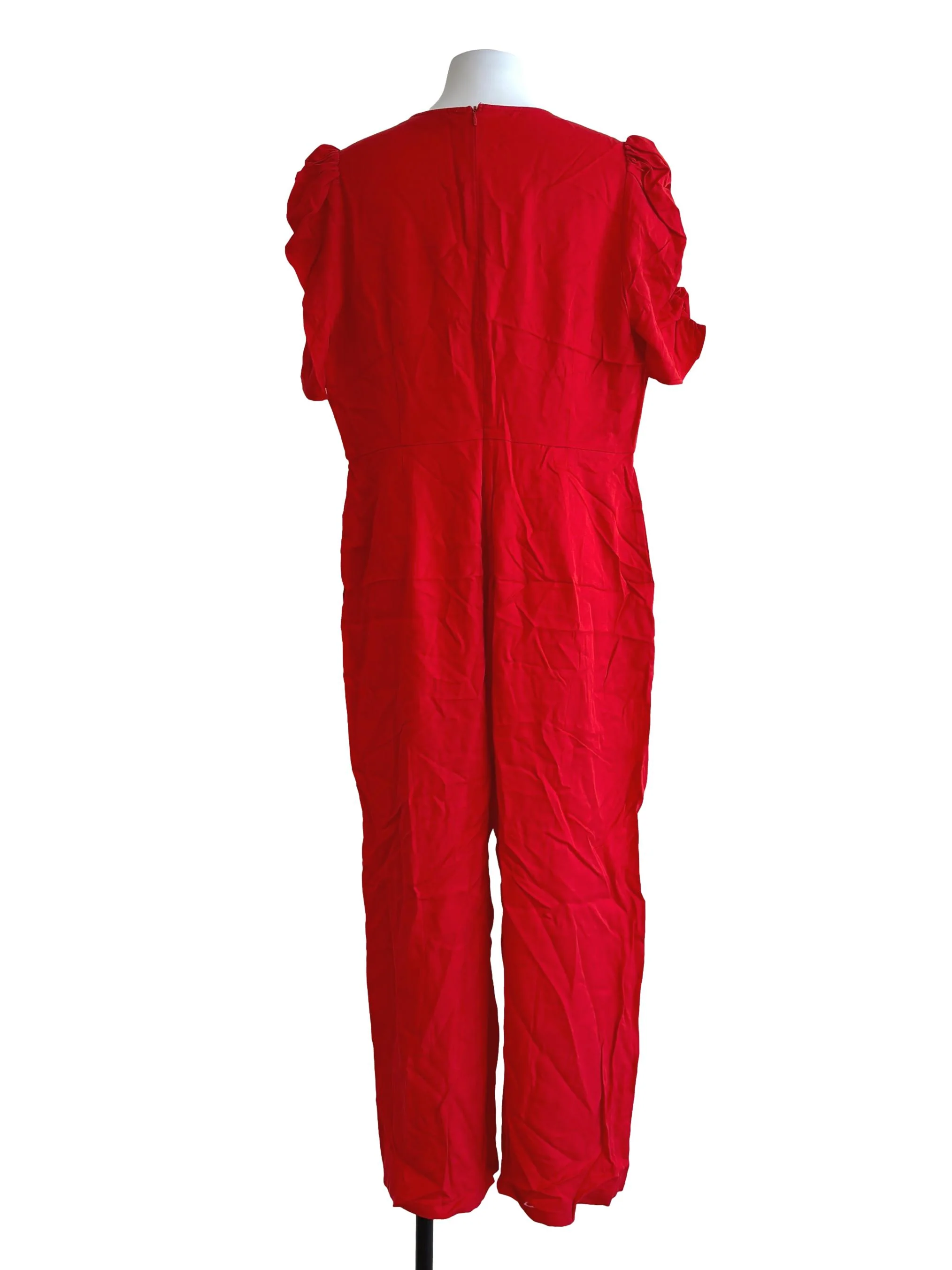 Vermillion Red Ruched Sleeve Jumpsuit LB - Image 2