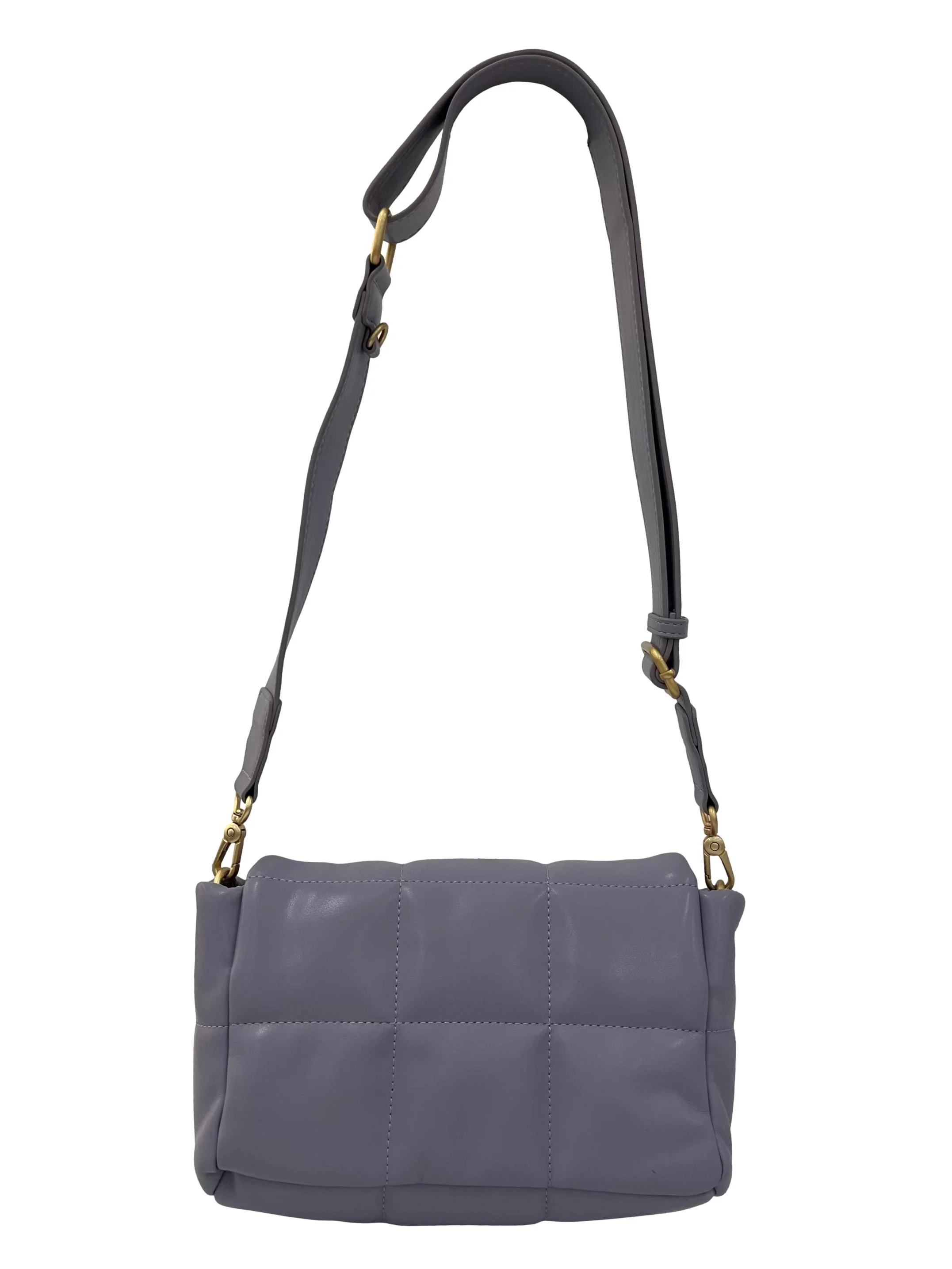 Violet Quilted Textured Crossbody Bag With Detachable Strap - Image 2