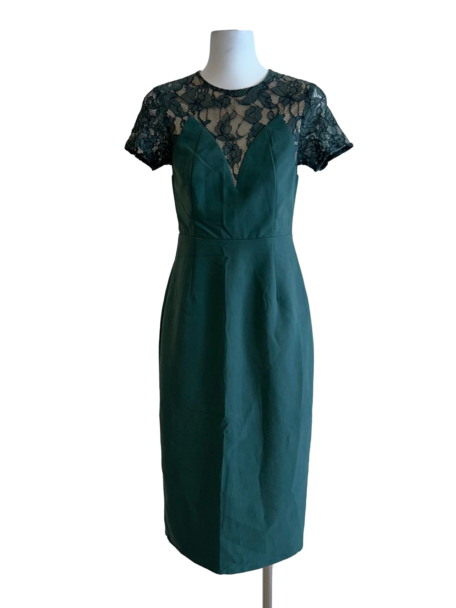 Viridian Green Lace Sheath Dress YHF