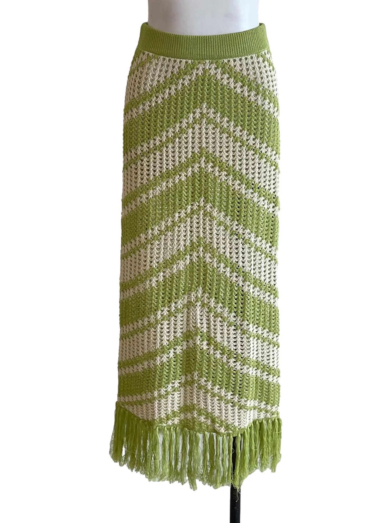 Warm Green Tassel Knit Skirt