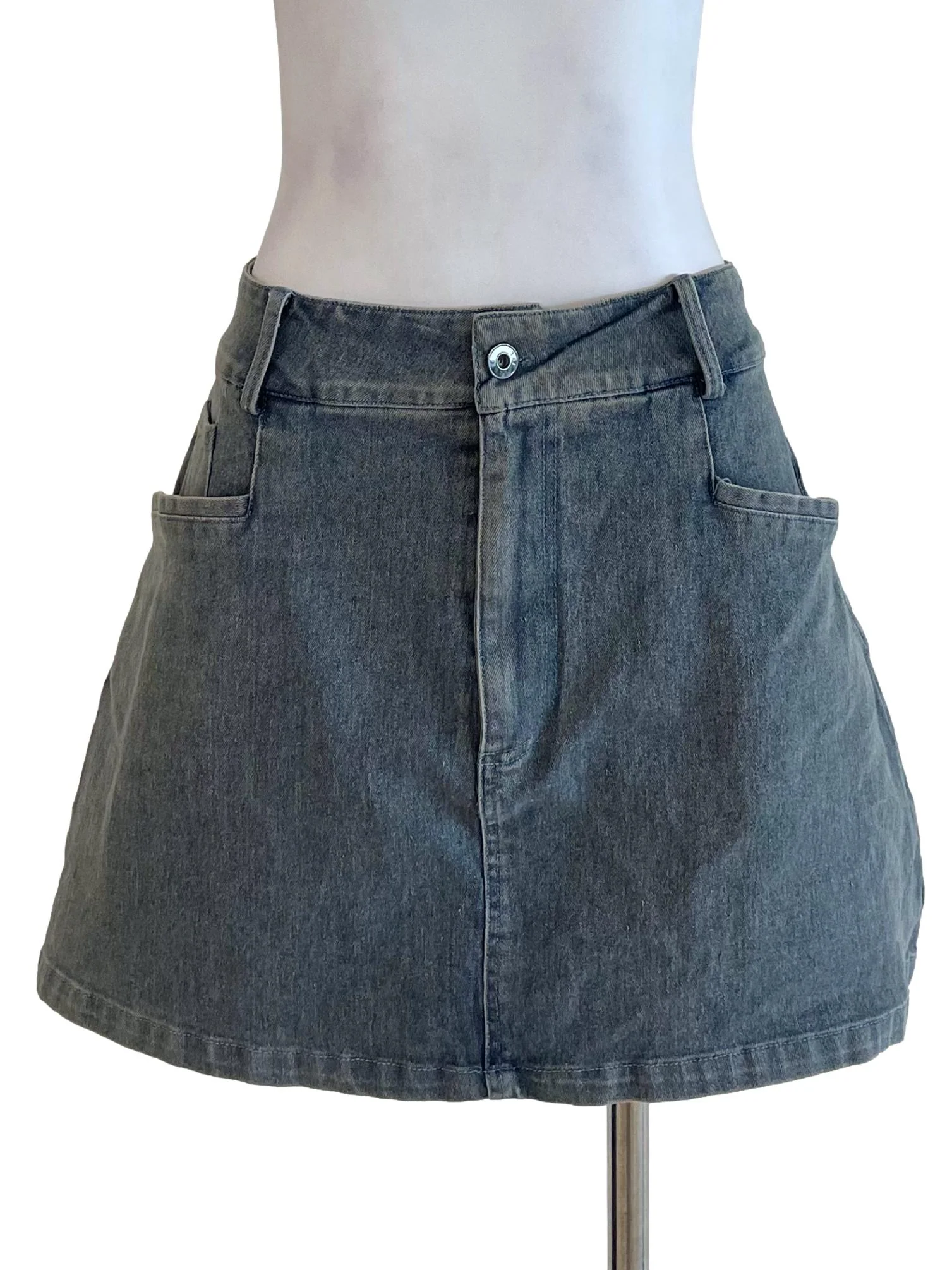 Warm Slate Retro A-Line Jean Skirt