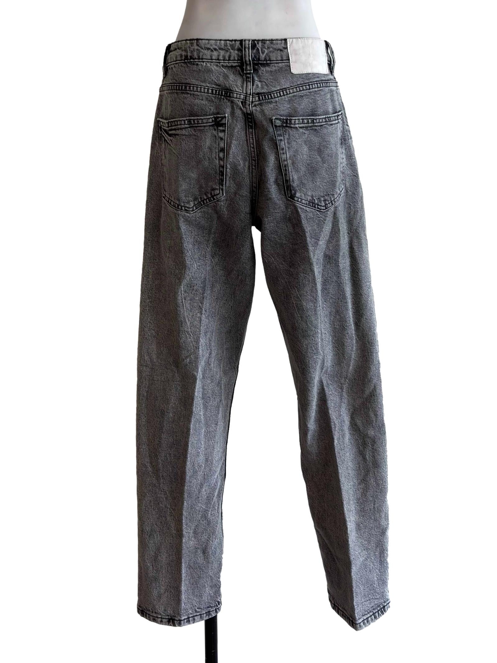 Washed Black Denim Straight Jeans - Image 2