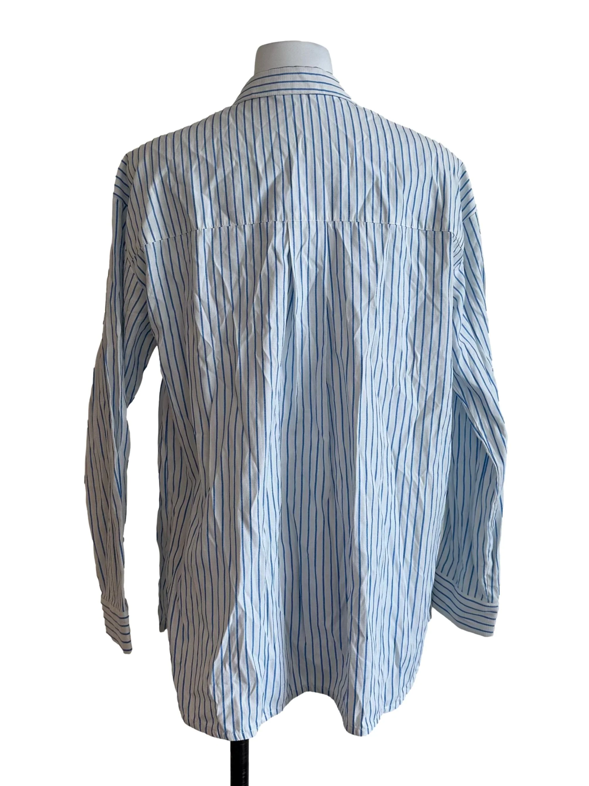 White Blue Stripe Collar Top - Image 2