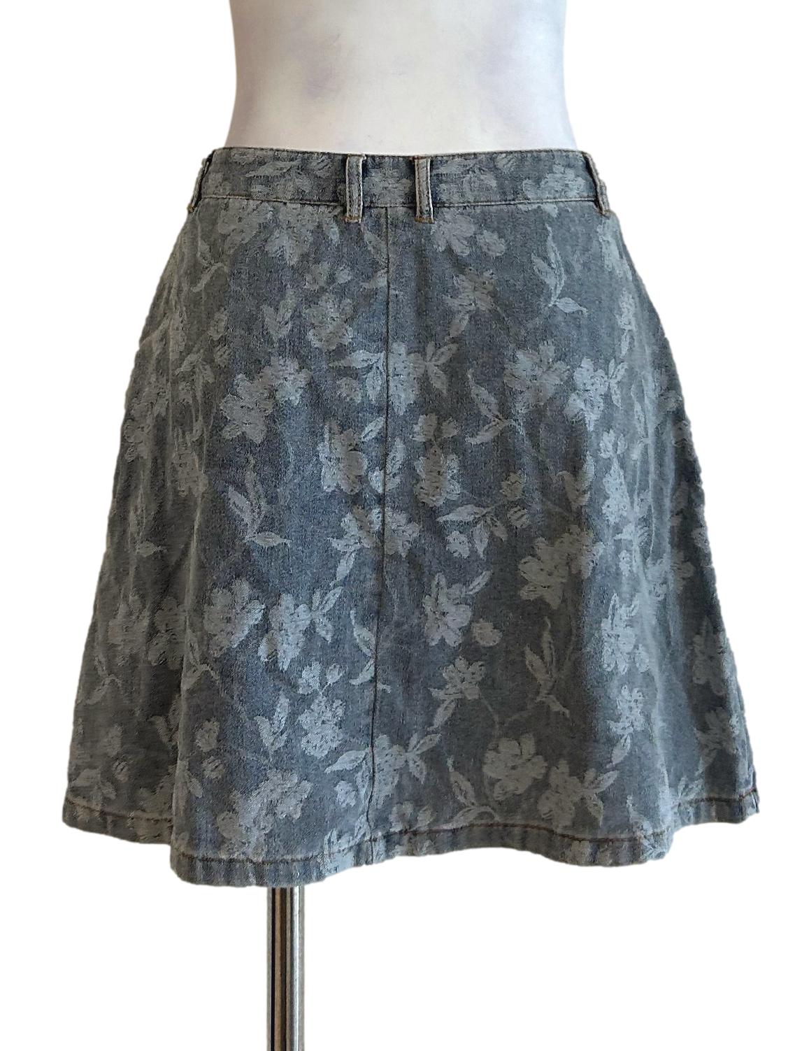 Washed Blue Floral Denim Skirts TCL - Image 2