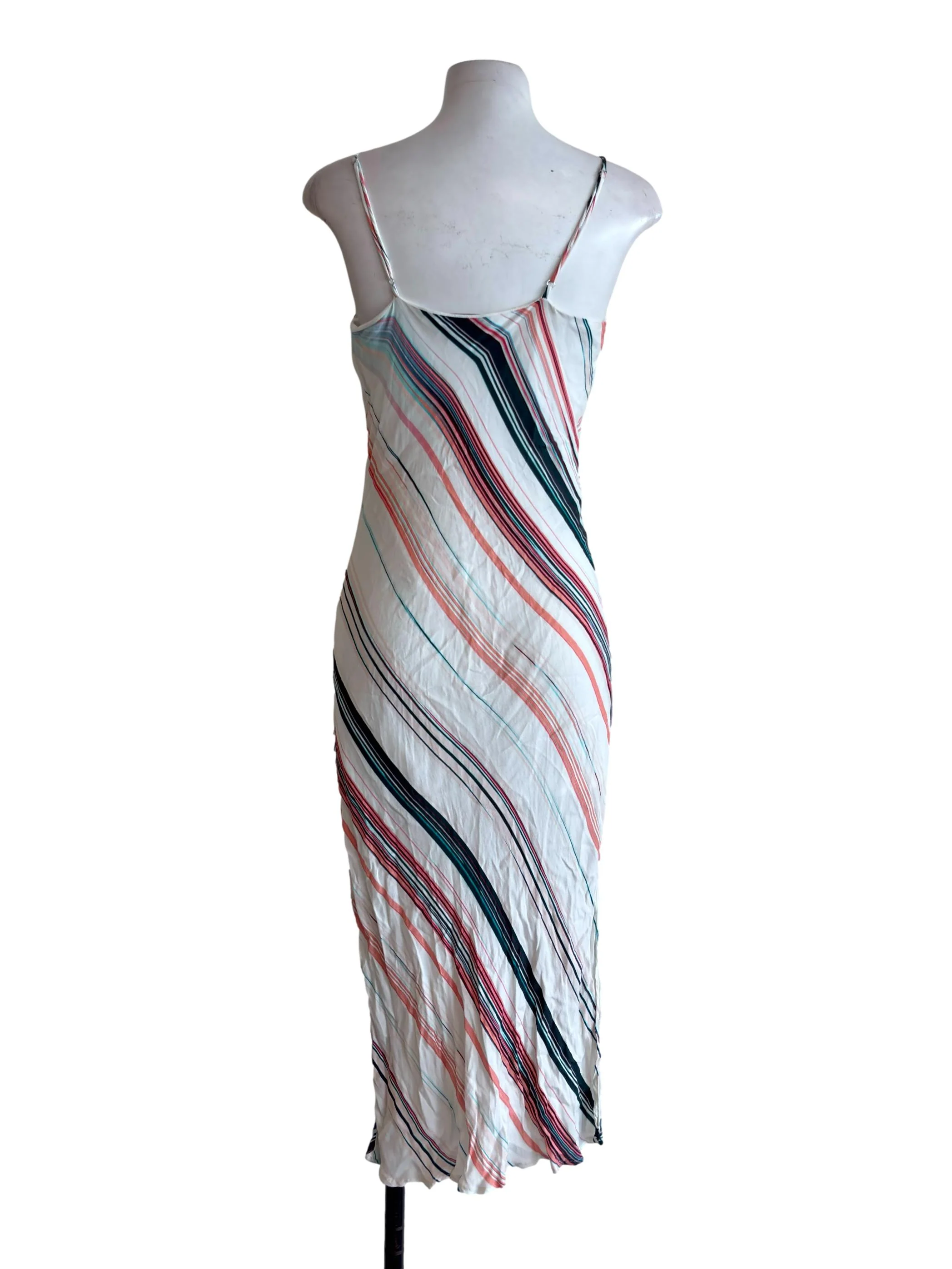 Water Color Print Bias Midi Spaghetti Dress In Ivory - White CSN - Image 2