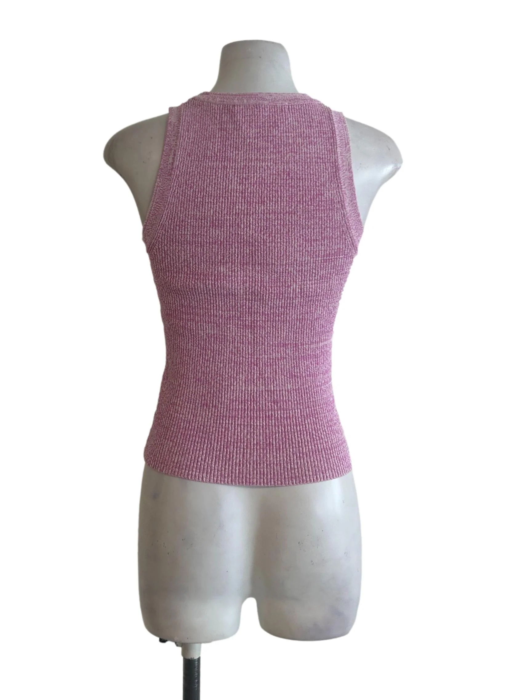 Watermelon Pink Knit Sleevless Top - Image 2