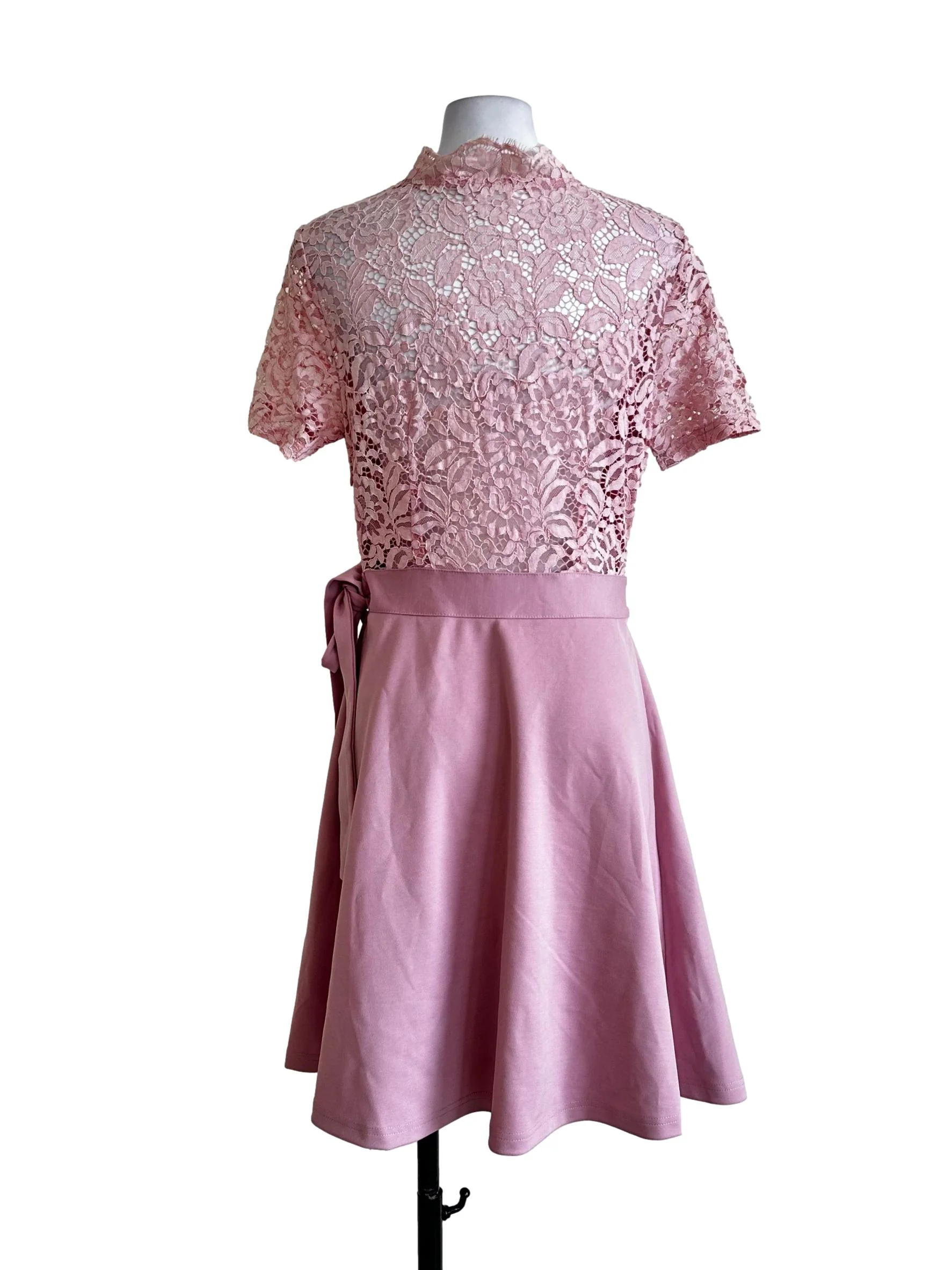 Watermelon Pink Lace Pattern Dress - Image 2