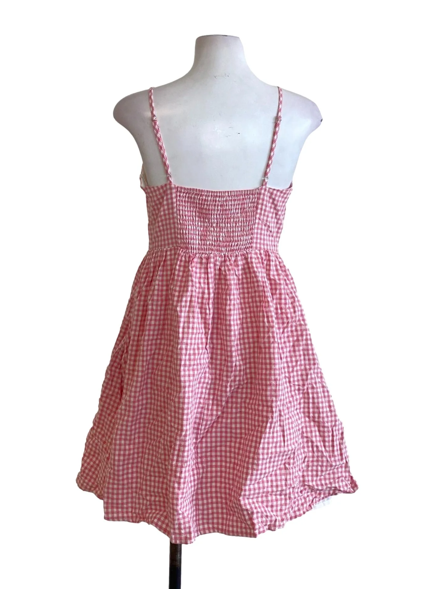 Watermelon Pink Plaid Sweetheart A-Line Dress - Image 2
