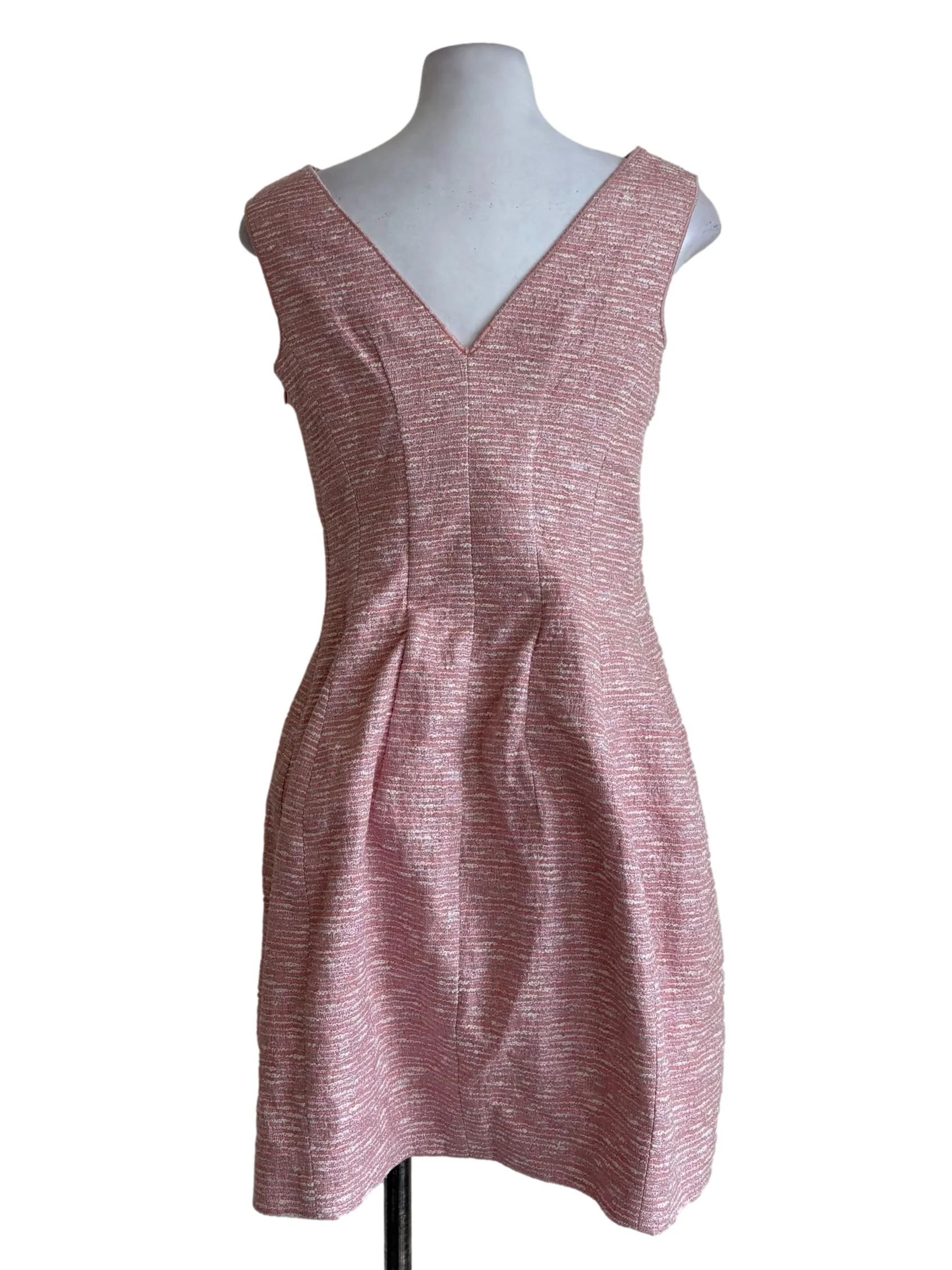 Watermelon Pink Tweed Sheath Dress - Image 2