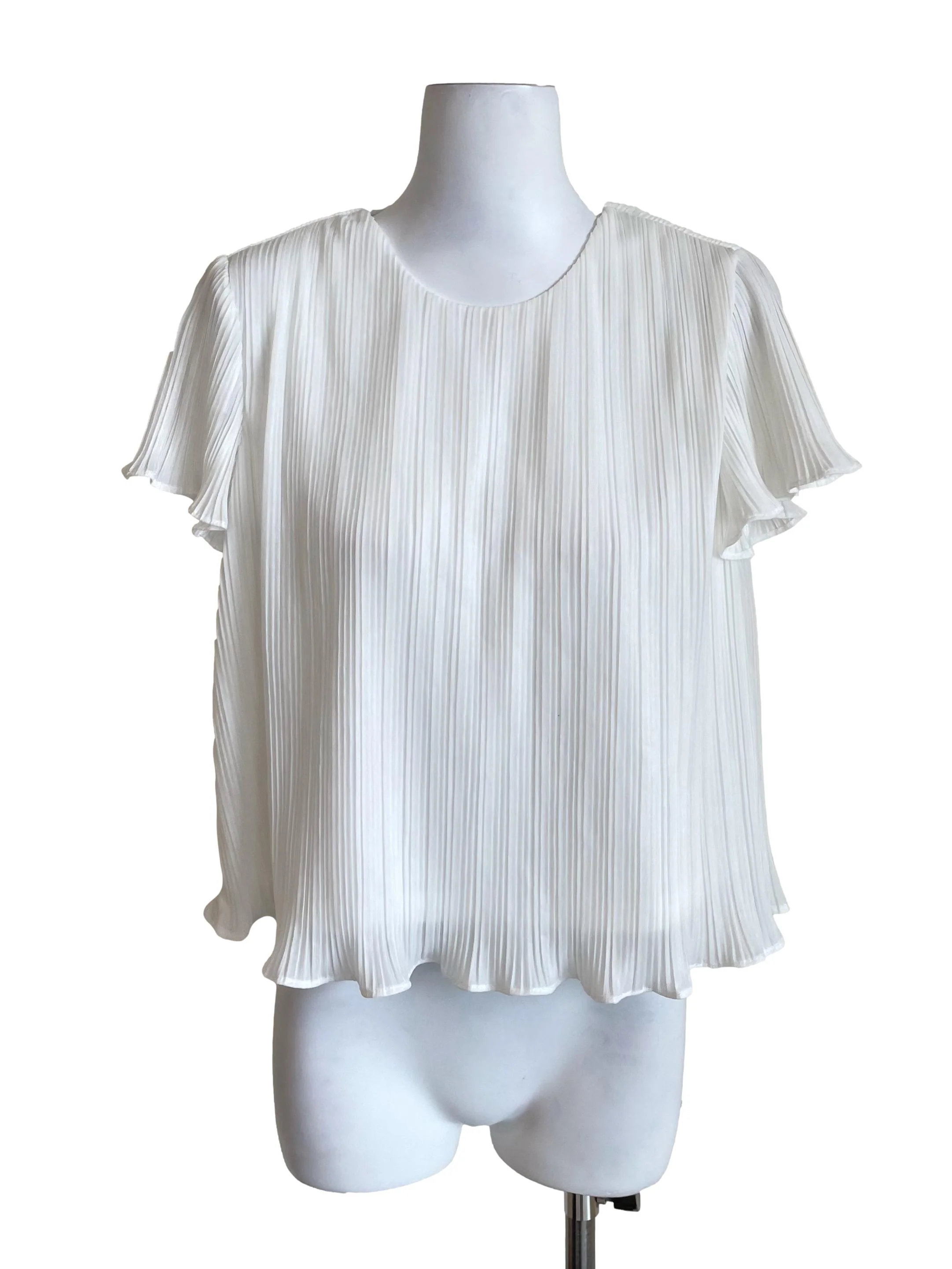 White Accordion Wavy Tee TWL