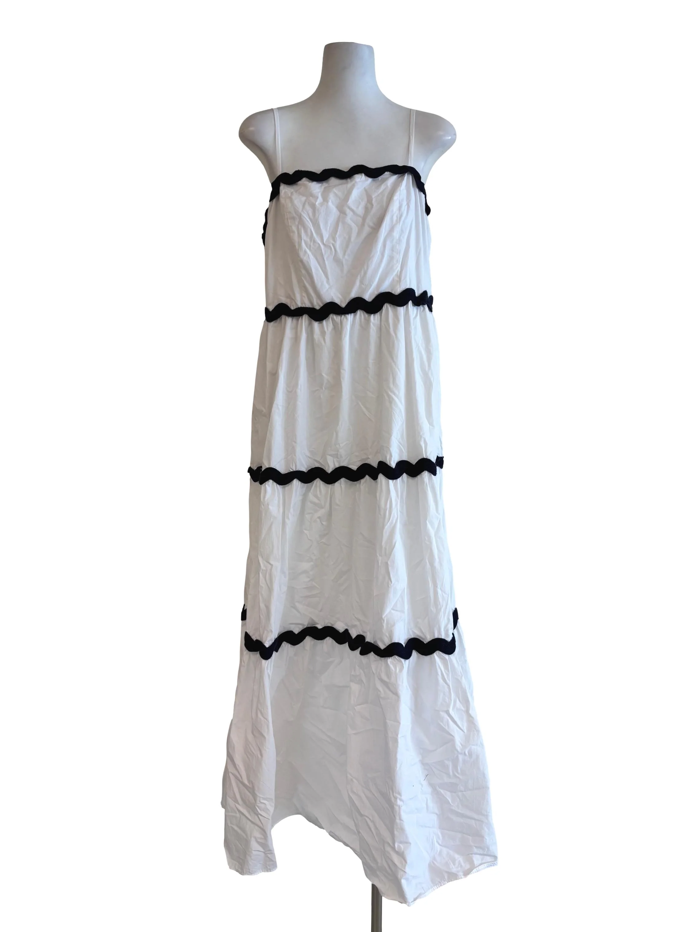 White And Black Cami Tier Dress
