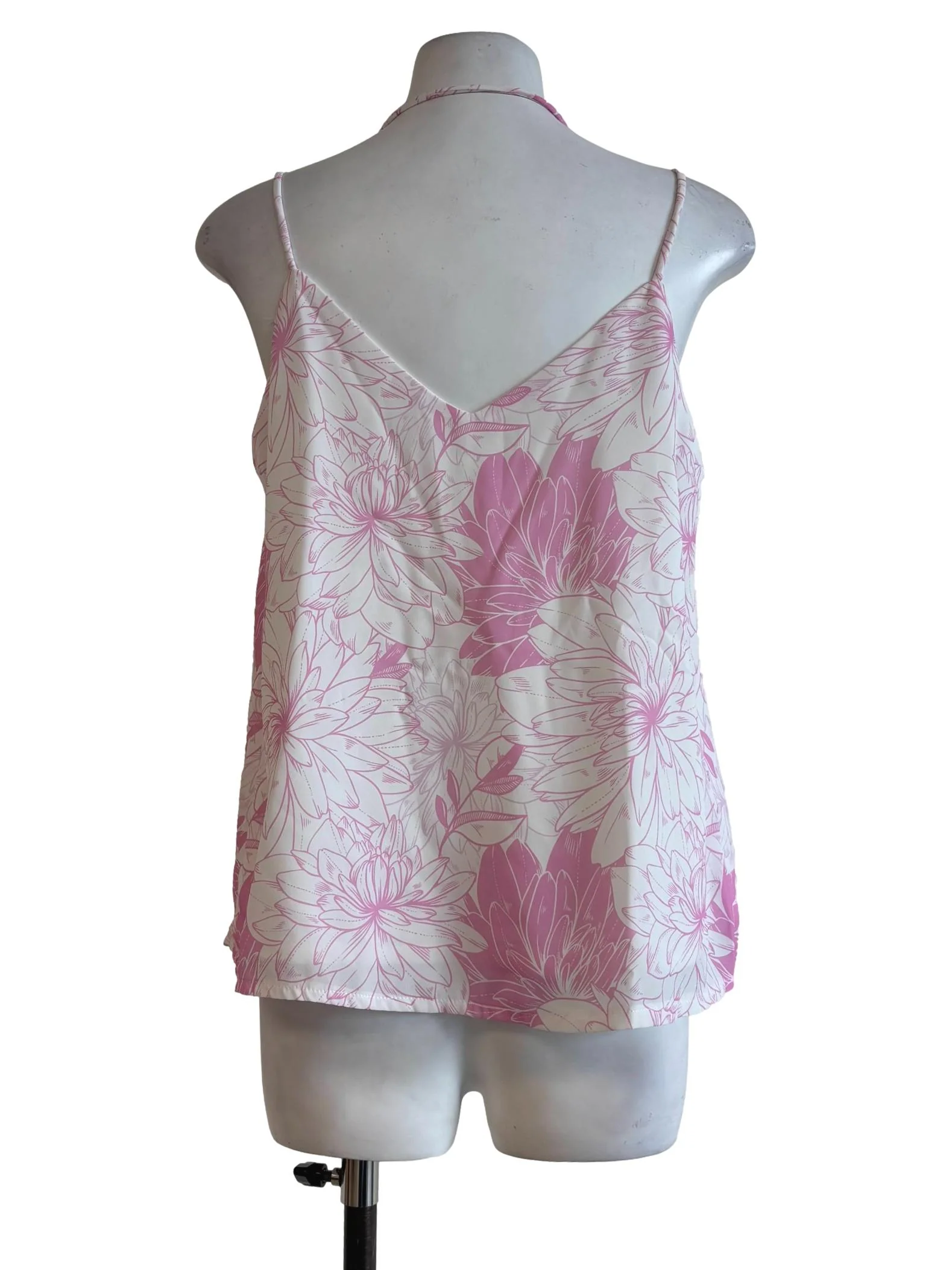White And Pink Floral Sleeveless Top - Image 2